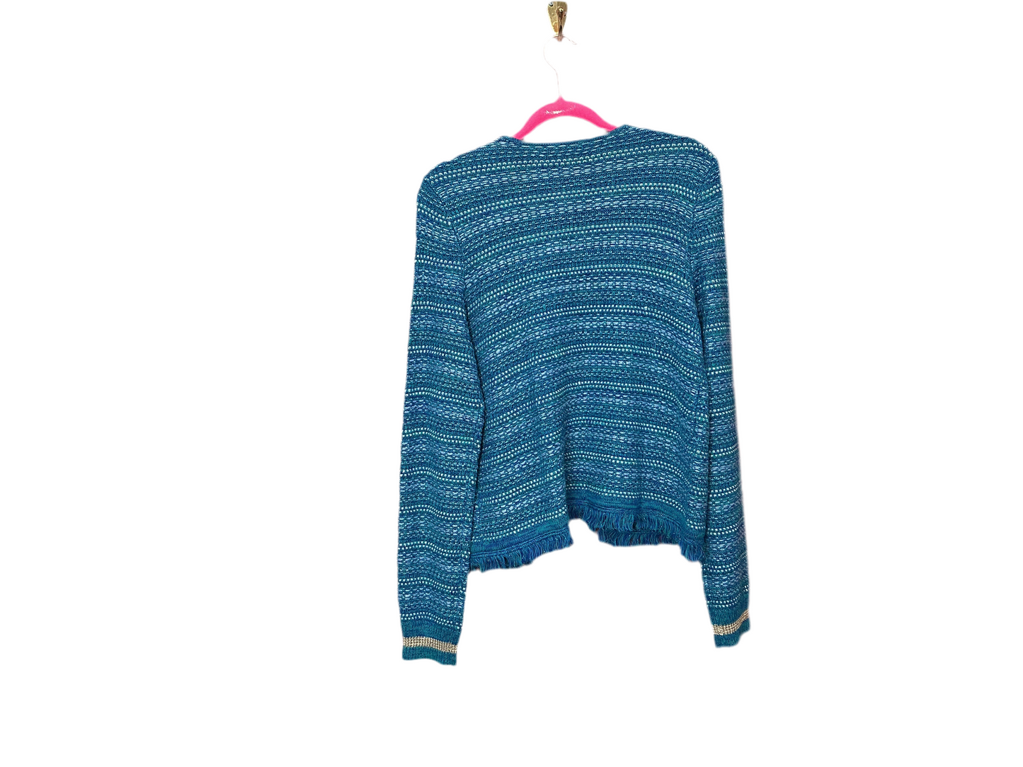 Lilly Pulitzer NWT Beckington Cardigan Blue Grotto Metallic Tweed - Size L