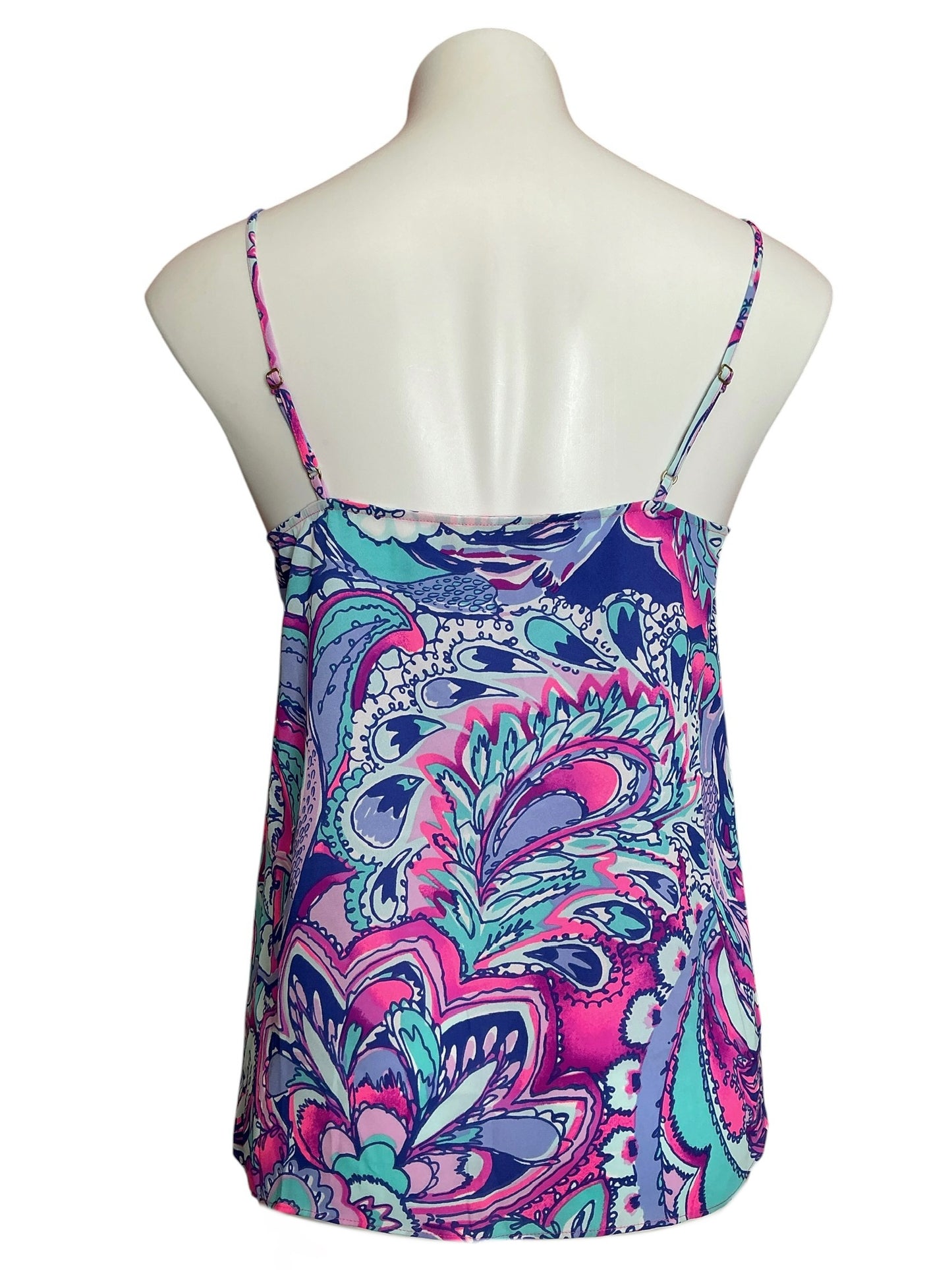 Lilly Pulitzer Karmen Ruffle Cami Top Pink Tropics Mermaids Call - Size S