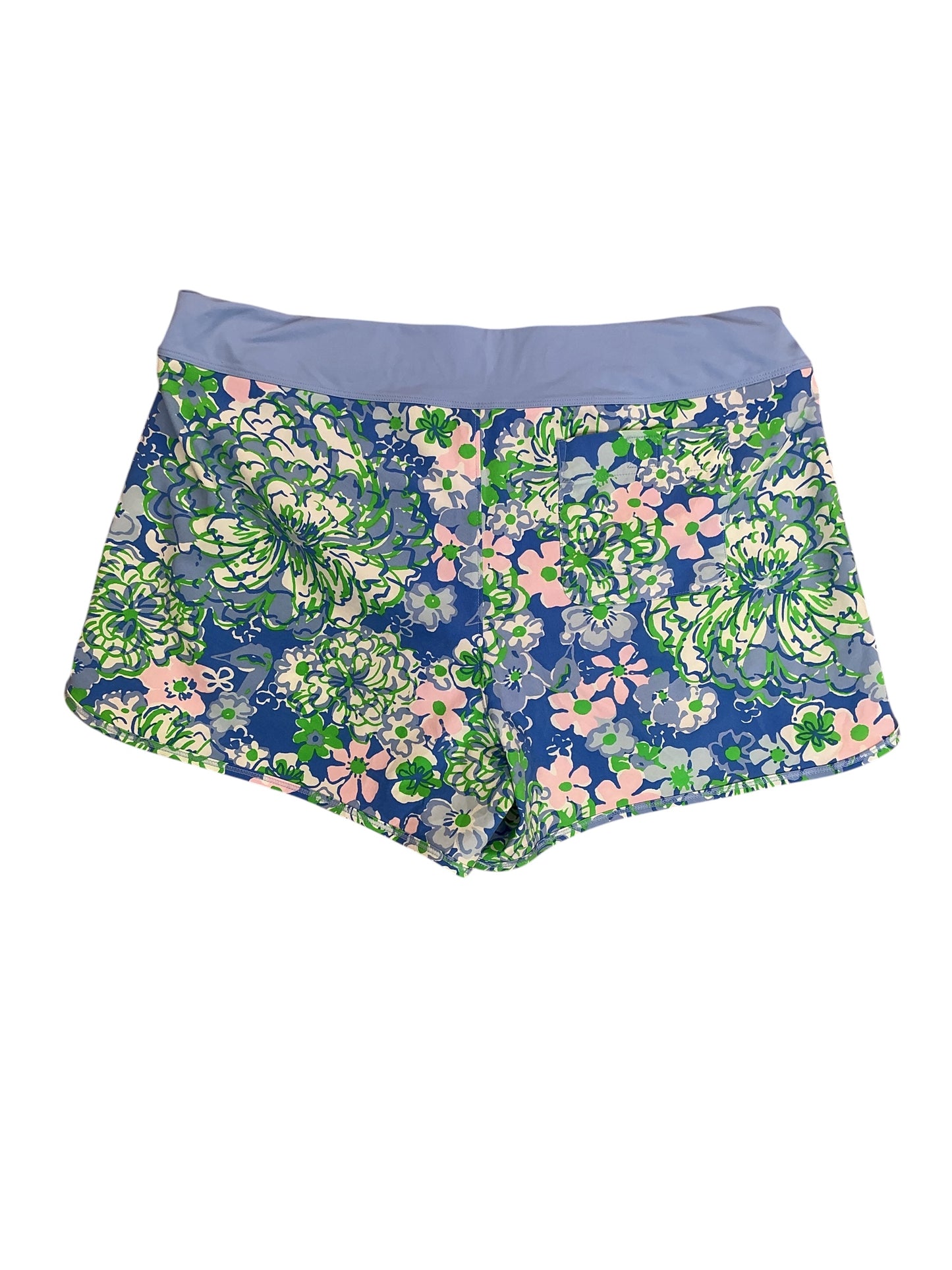 Lilly Pulitzer Luxletic Bicci Running Shorts Sunwashed Blue Plumes In Bloom - Size L
