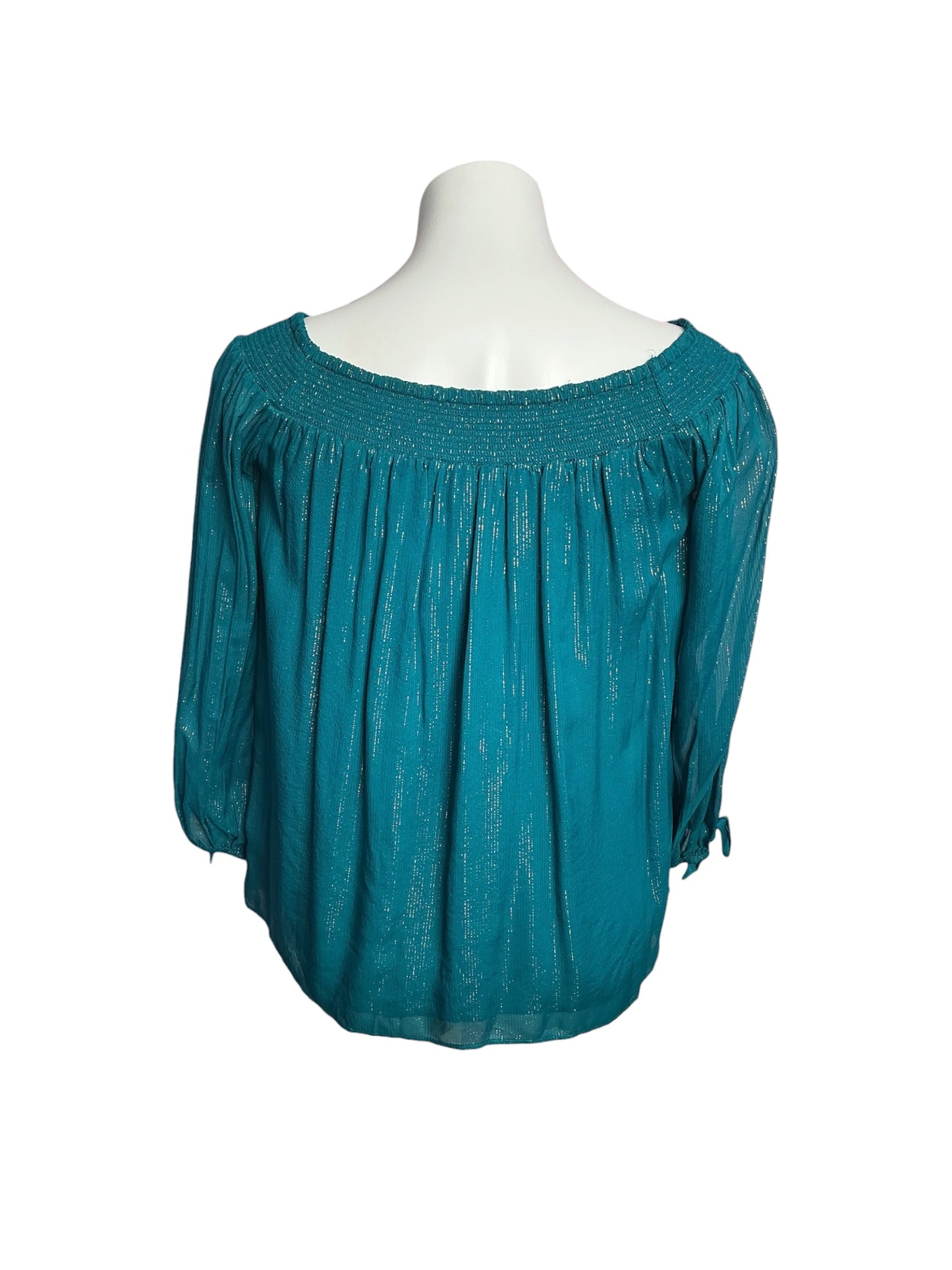 Lilly Pulitzer Maryellen Top Valencia Teal Fine Metalic Stripe - Size M