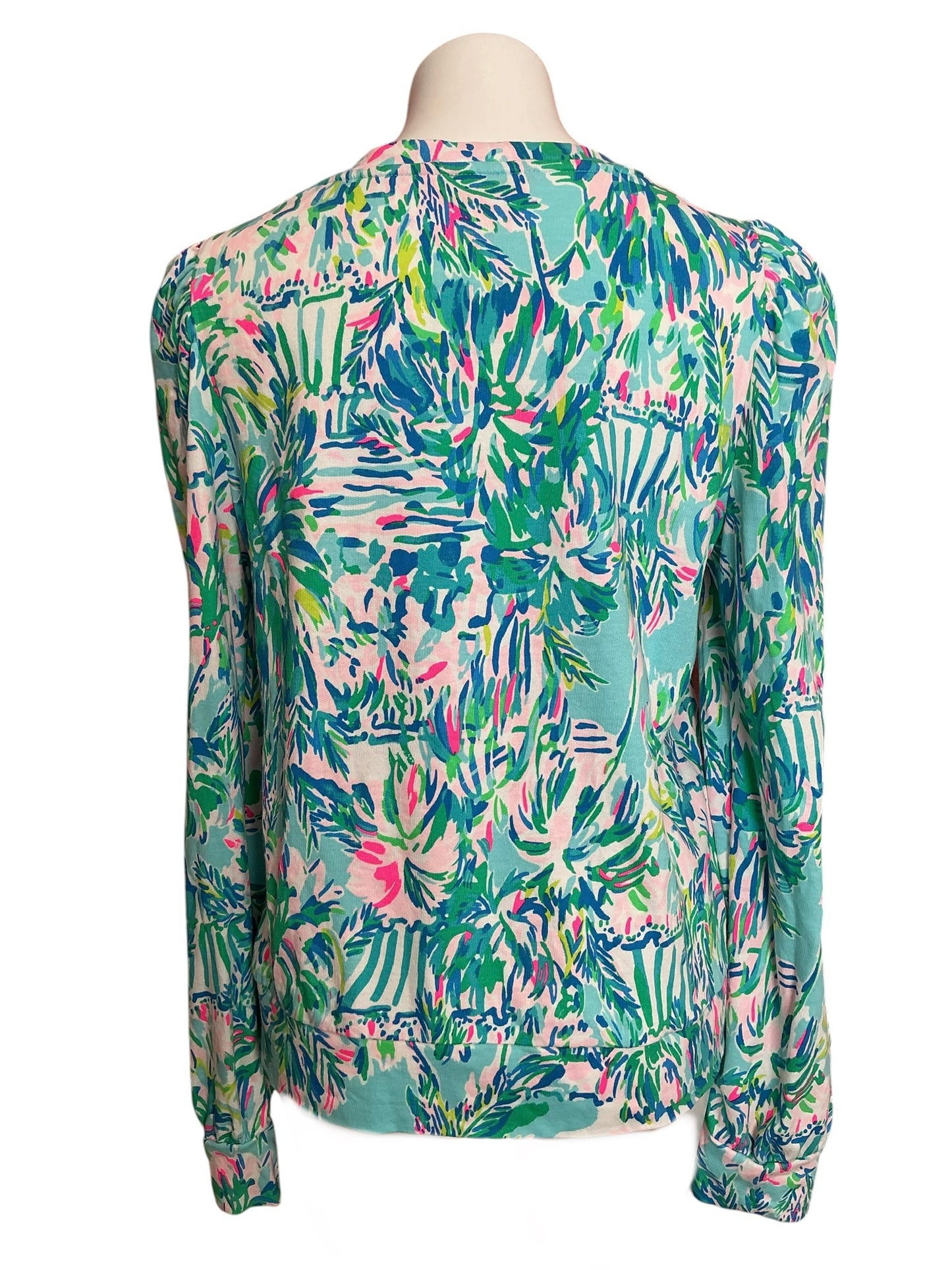 Lilly Pulitzer Jansen Sweatshirt Blue Ibiza Cabana Cocktail - Size L