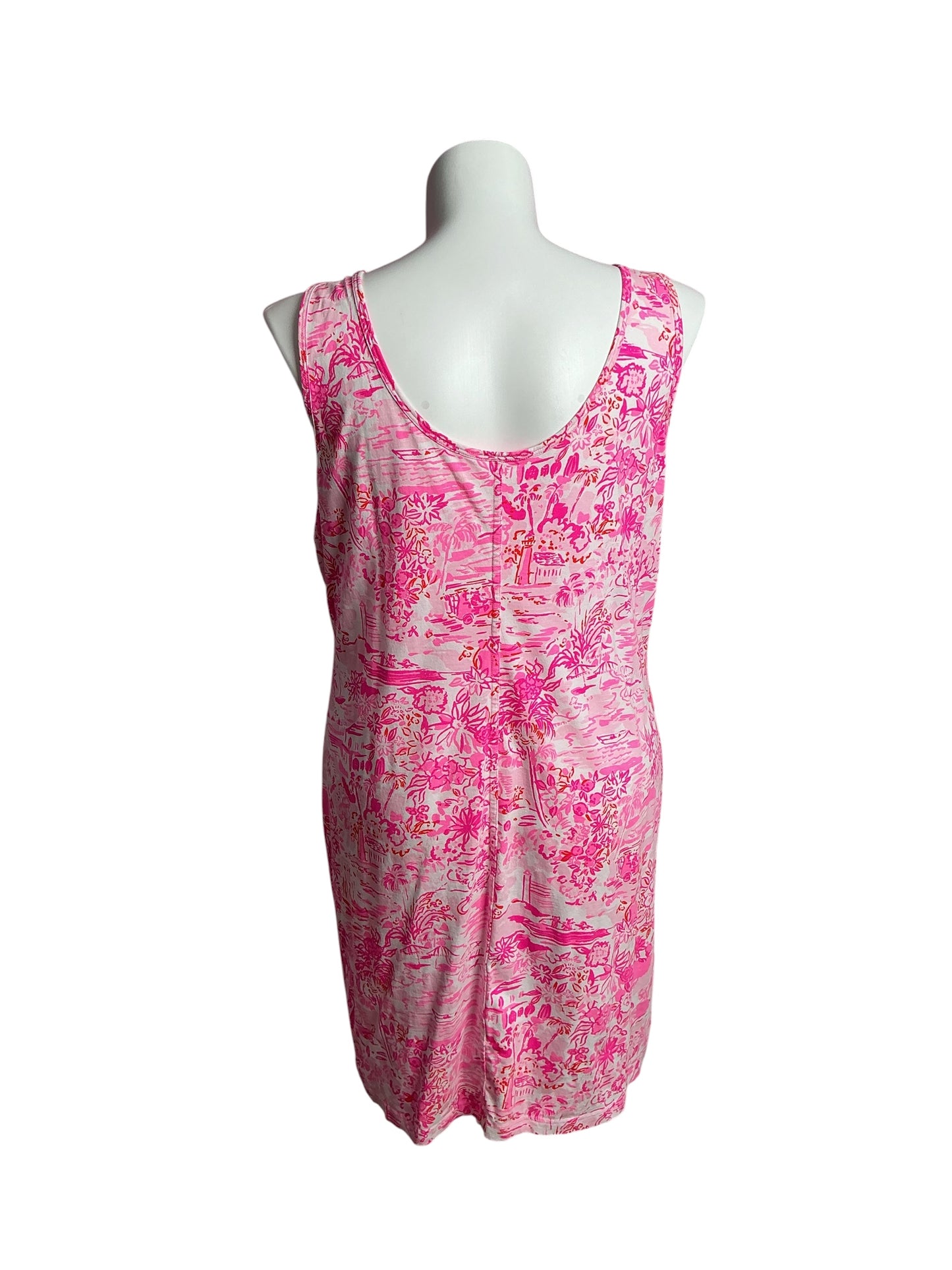 Lilly Pulitzer- Newberri Tank Dress Peony Pink Seaside Scene Size XXL