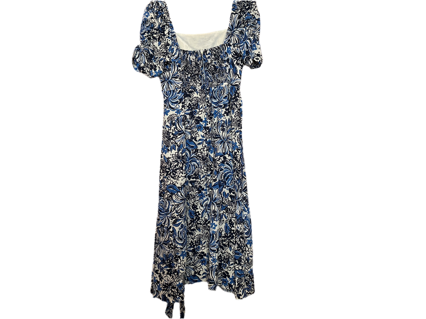 Lilly Pulitzer Mylie Linen Blue and White Floral Midi Dress - Size 14