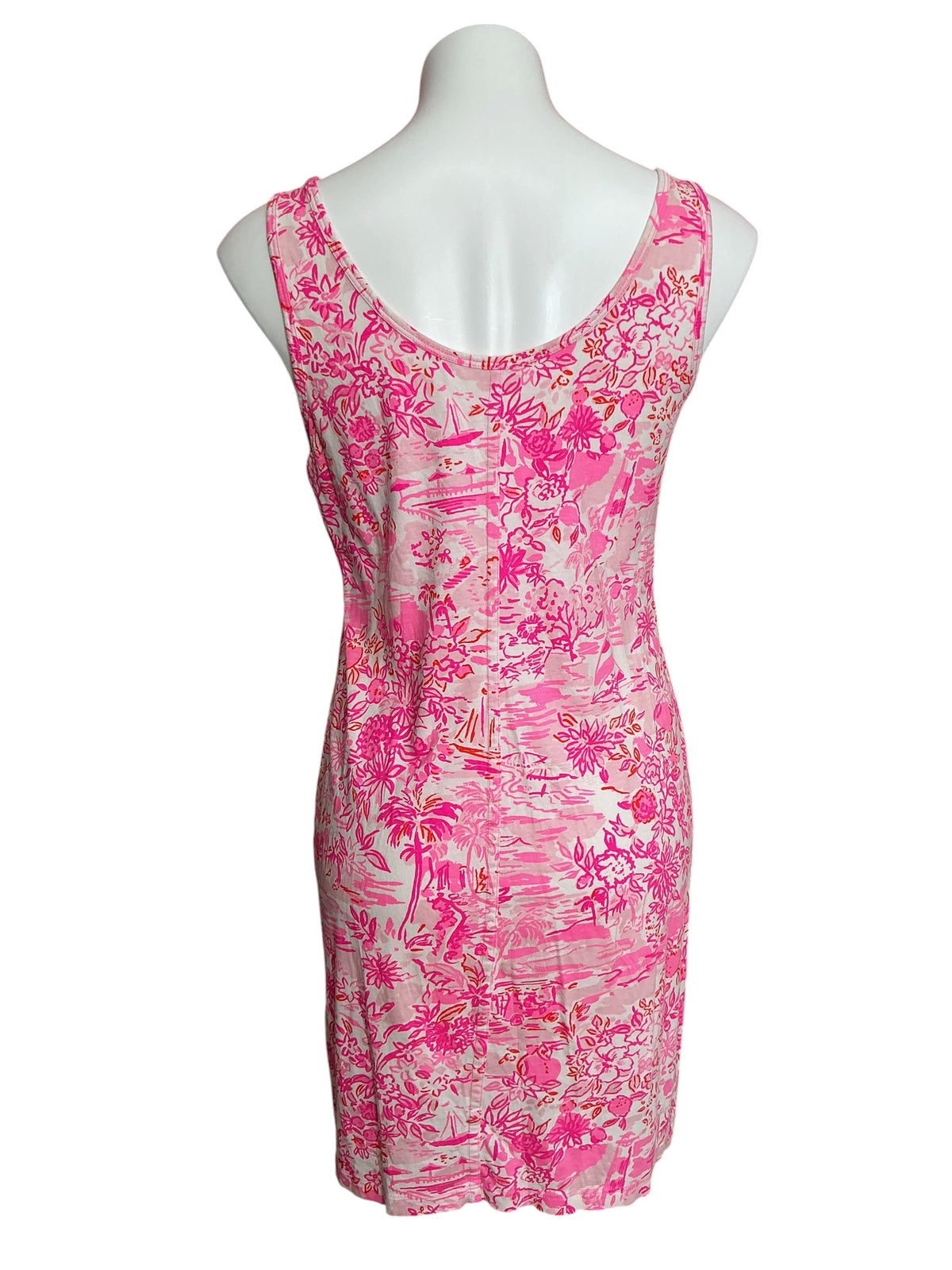 Lilly Pulitzer Newberri Tank Dress Peony Pink Seaside Scene - Size S
