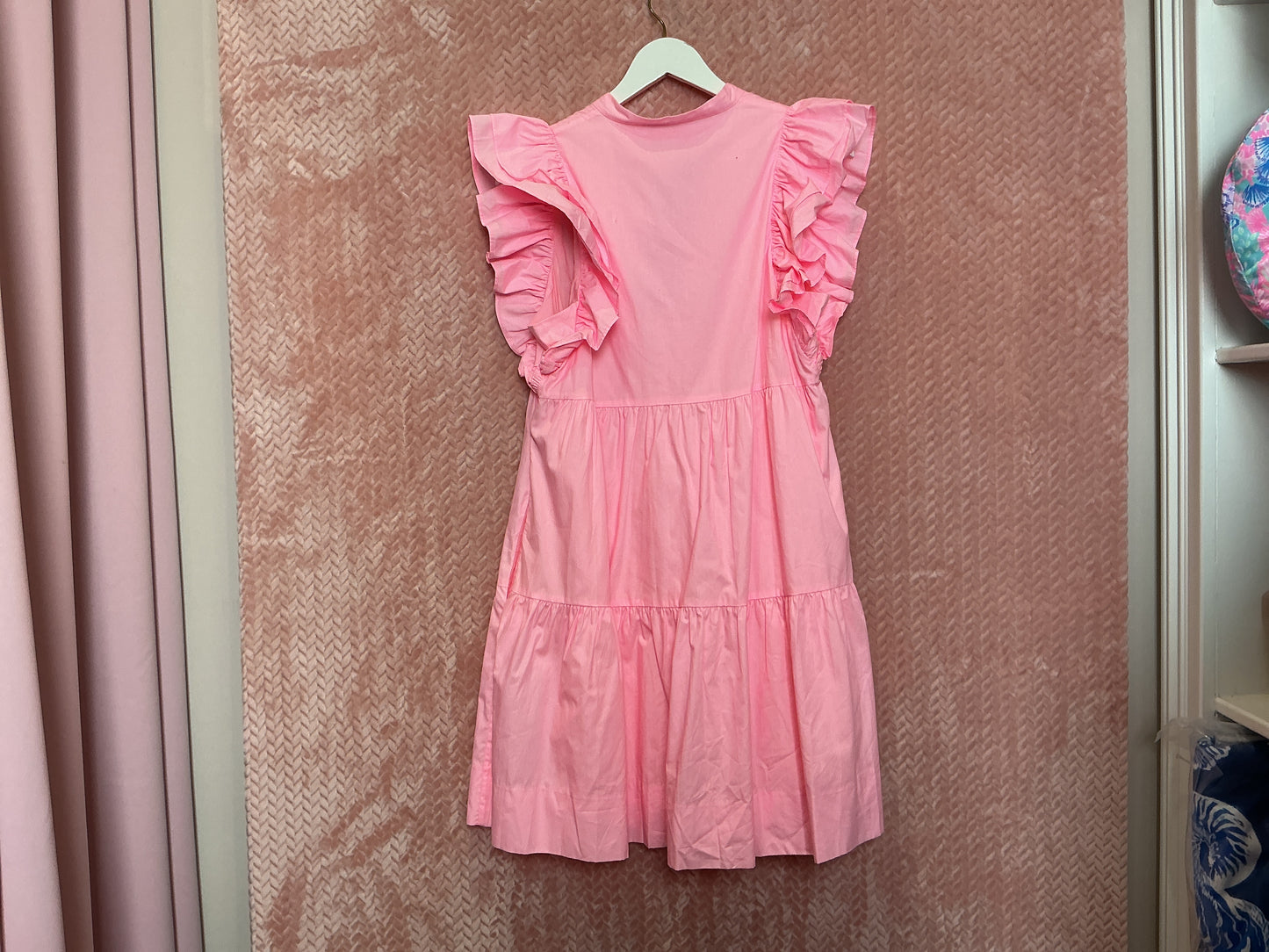 Lilly Pulitzer NWT Aldena Ruffle Sleeve Dress Conch Shell Pink - Size M