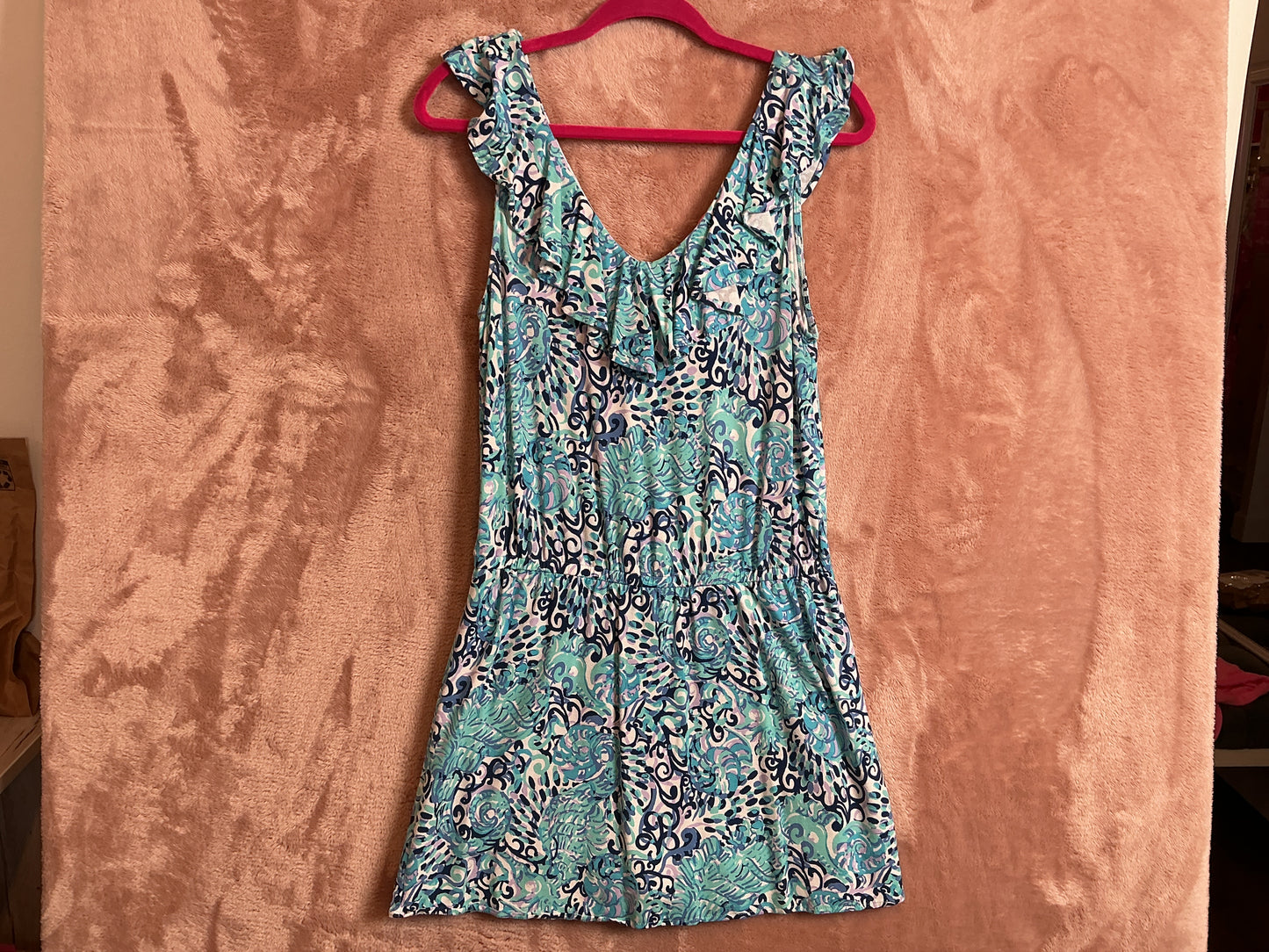 Lilly Pulitzer NWT - Alessa Romper - Light Aqua Spritz - Size S