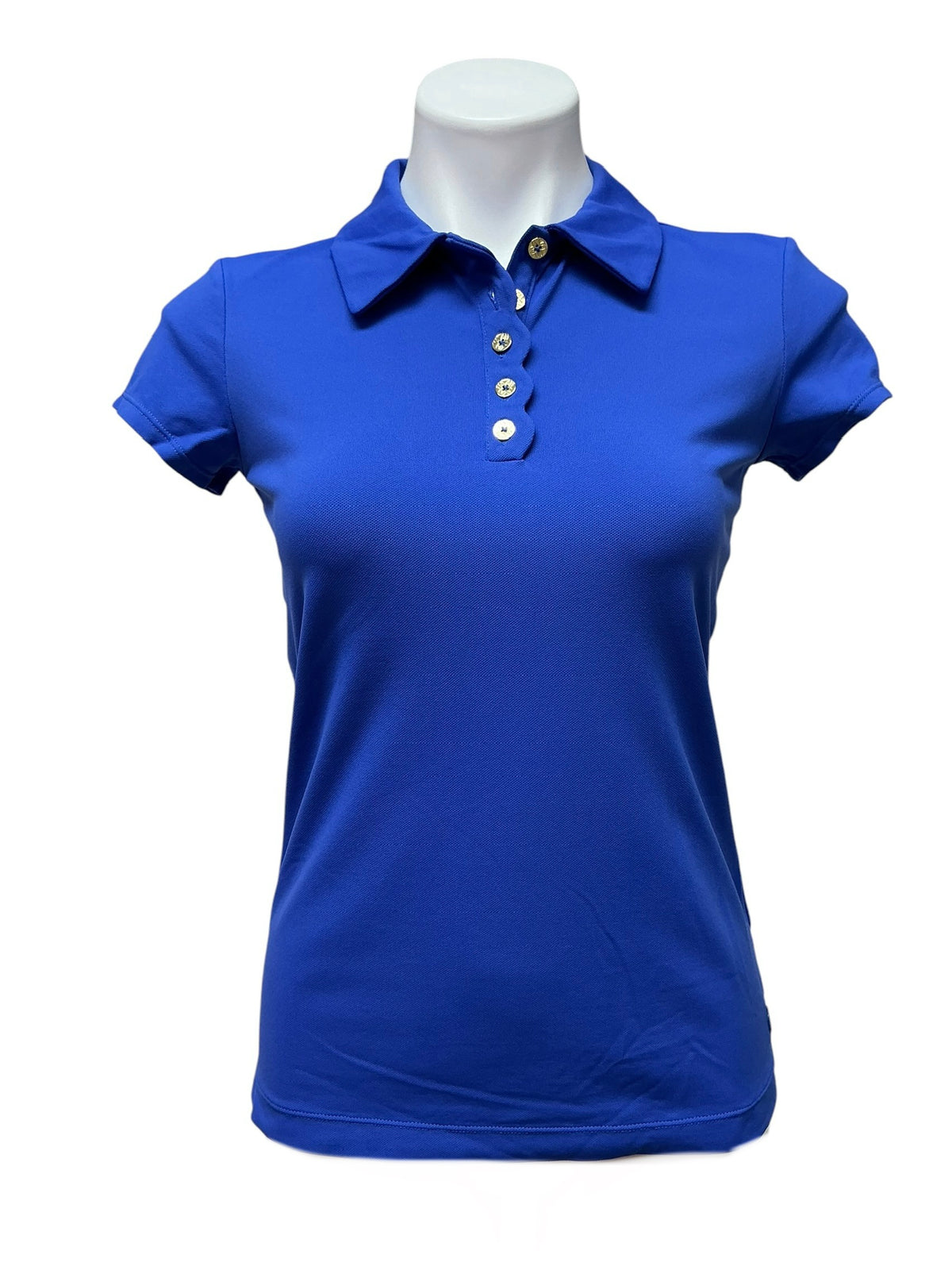 Lilly Pulitzer UPF 50+ Frida Scallop Polo Top Martinique Blue - Size XS