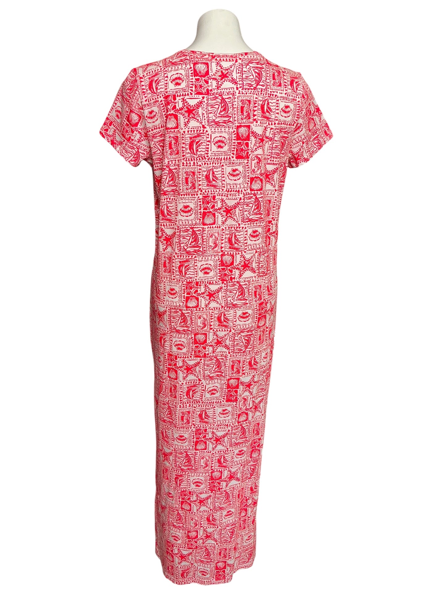 Lilly Pulitzer Etta Short Sleeve Maxi Dress Mizner Red Seaside Harbour - Size L