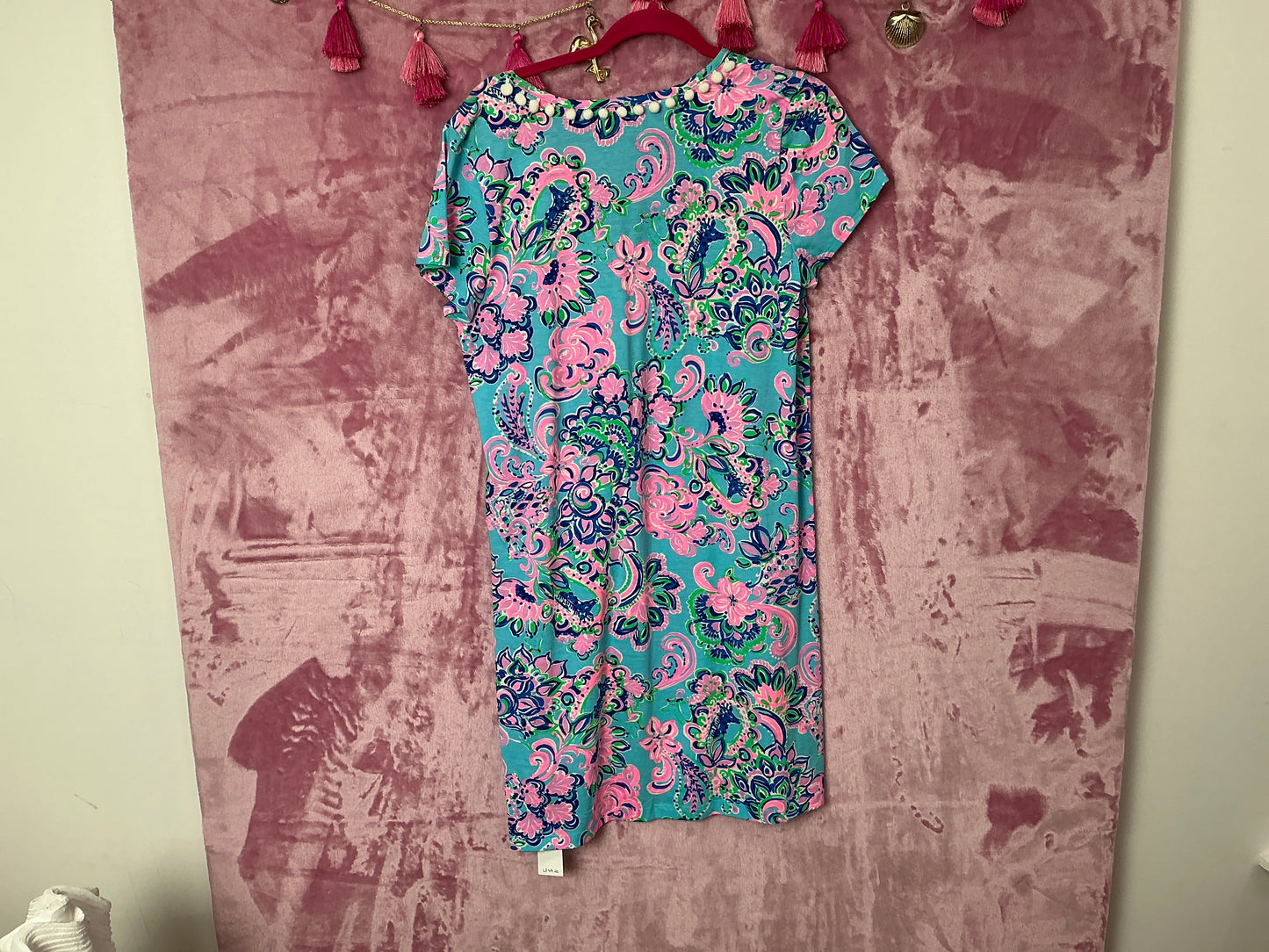 Lilly Pulitzer Etta V-Neck Dress - Blue Horizon Jungle Sunrise - Size M