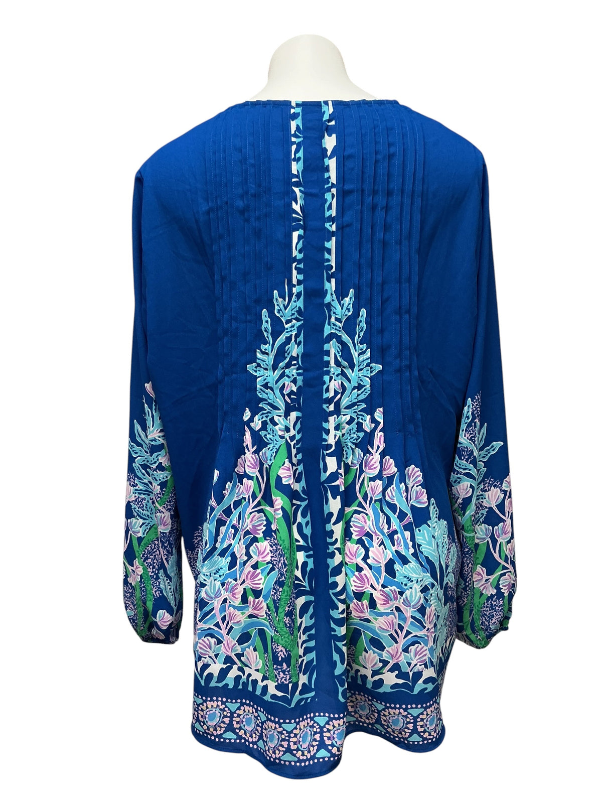Lilly Pulitzer Marilina Long Sleeve Tunic Top Barton Blue Seacret Escape - Size XL