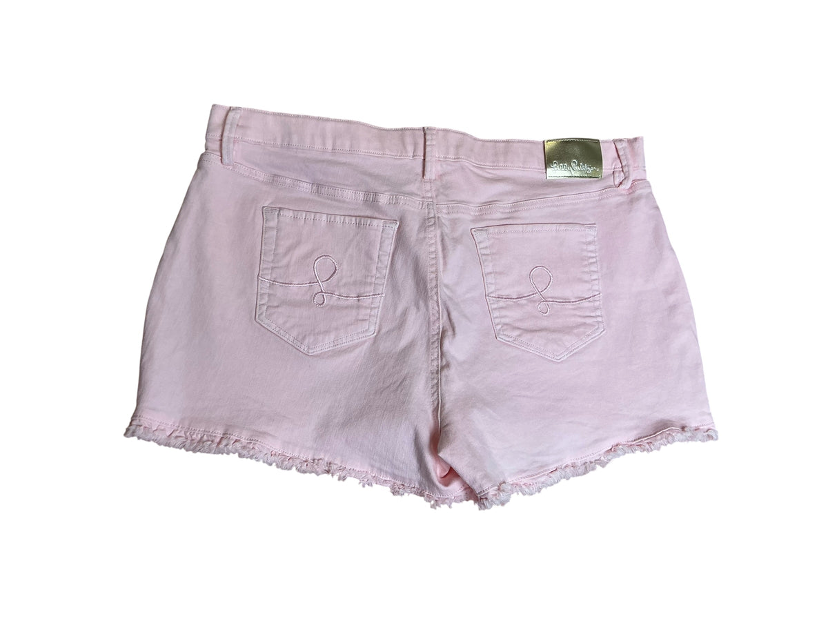 Lilly Pulitzer Frayed Denim Jean Shorts Solid Pastel Pink - Size 16