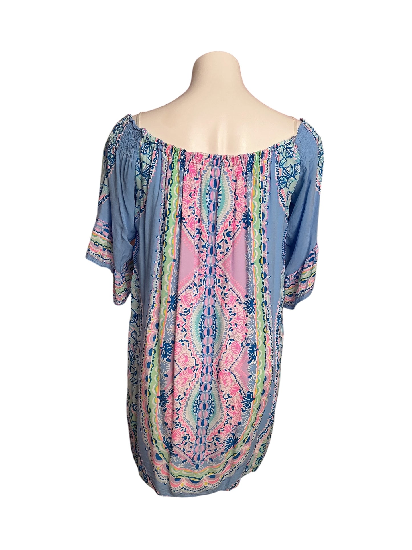Lilly Pulitzer Off The Shoulder Fawna Dress Seaside Shindig - Size M