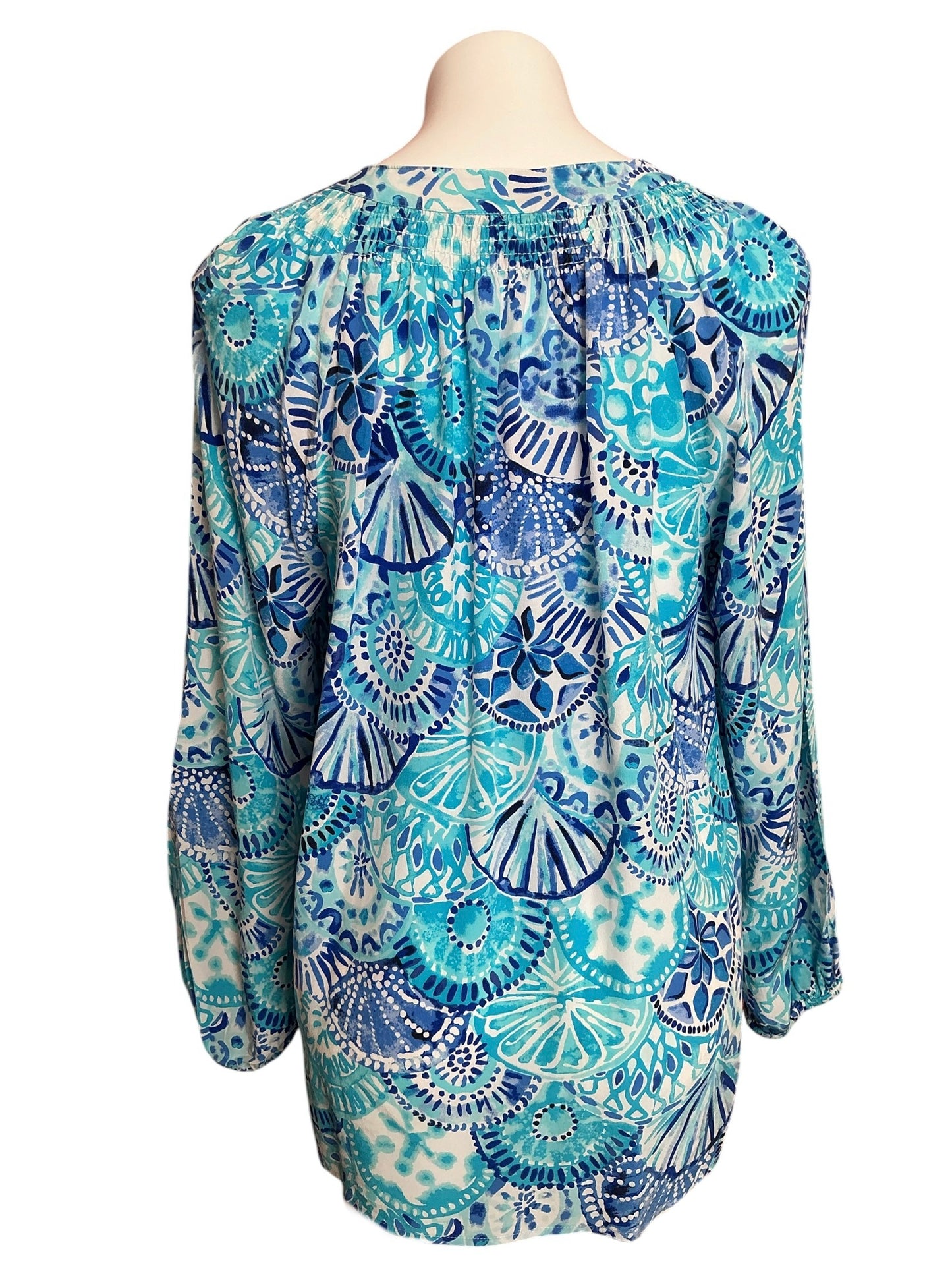 Lilly Pulitzer Elsa Top Turquoise Oasis Half Shell - Size L