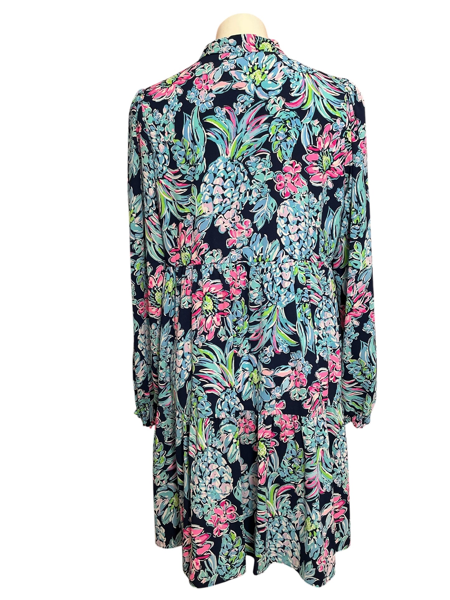 Lilly Pulitzer Winona Stretch Dress High Tide Navy Pineapple Paradise - Size L