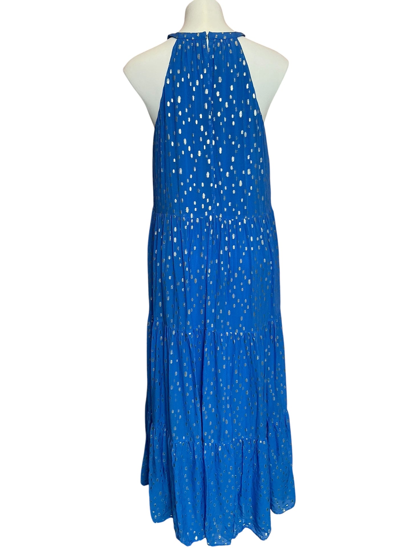 Lilly Pulitzer Beccalyn Maxi Dress Boca Blue Metallic Clip Dobby - Size M