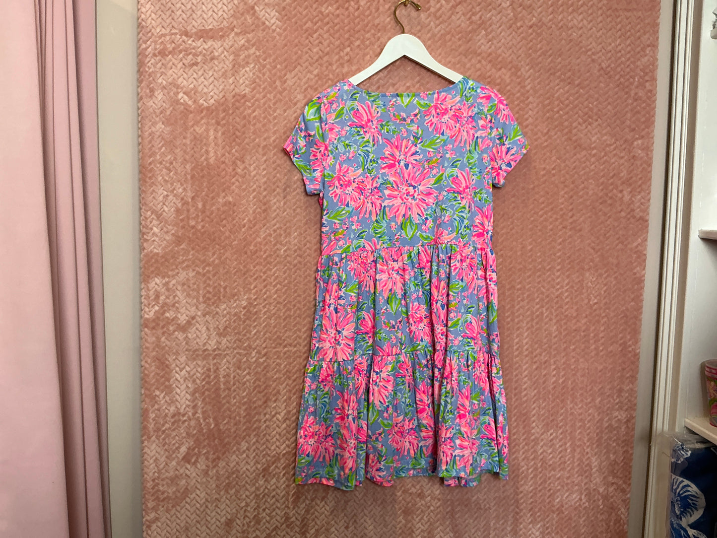 Lilly Pulitzer NWT Geanna Short Sleeve Dr Blue Peri Sunshine Bay - Size M