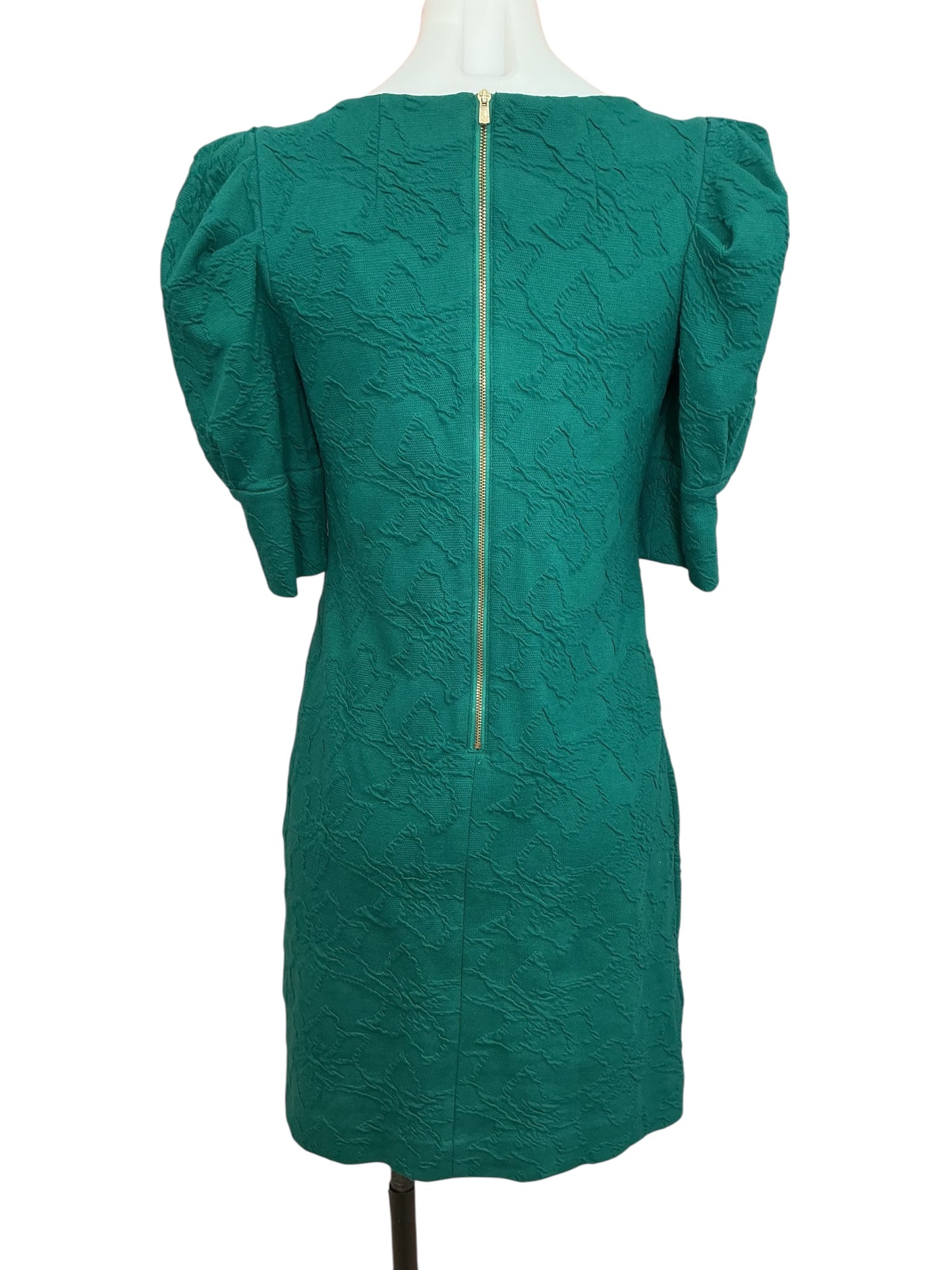 Lilly Pulitzer Knowles Elbow Sleeve Dress Hosta Green Knit Pucker Jacquard - Size XS