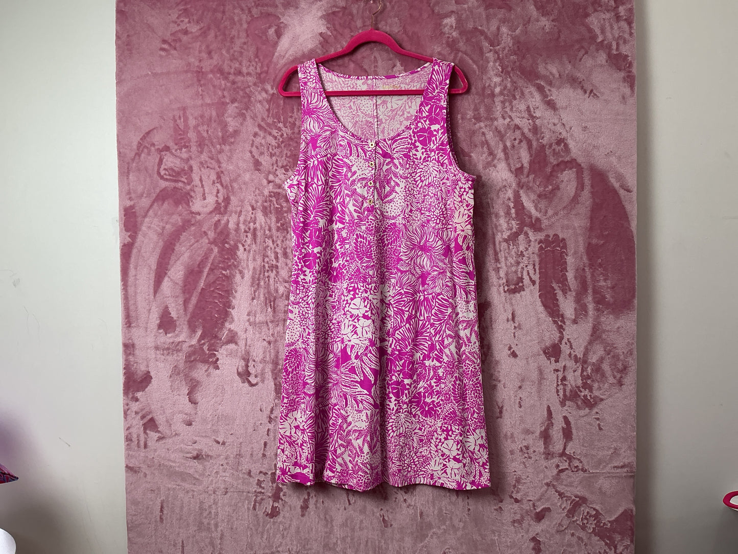 Lilly Pulitzer NWT Lela Henley Tank Dress Wild Fuchsia Swipe Right - Size XL
