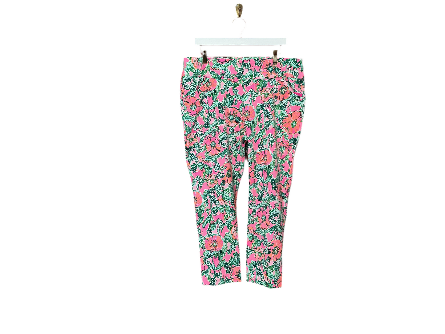 Lilly Pulitzer NWT Corso Crop Pant UPF 50 Soleil Pink Perfect Poppy Gulf - Size 16