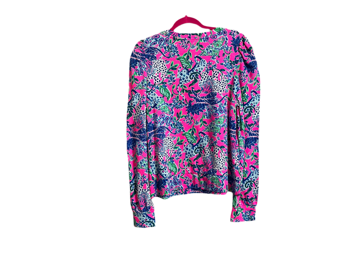 Lilly Pulitzer NWT Jansen Sweatshirt Plumeria Pink Untamed Hearts - Size L