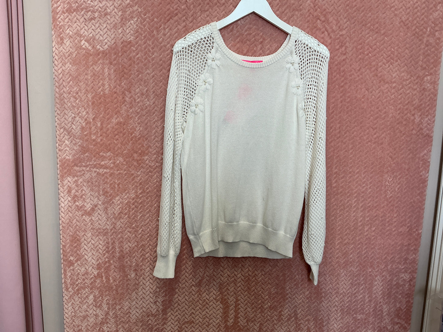 Lilly Pulitzer Sweater NWT - Faira Sweater - Resort White - Pearl Blossom Embroidery - Size XL