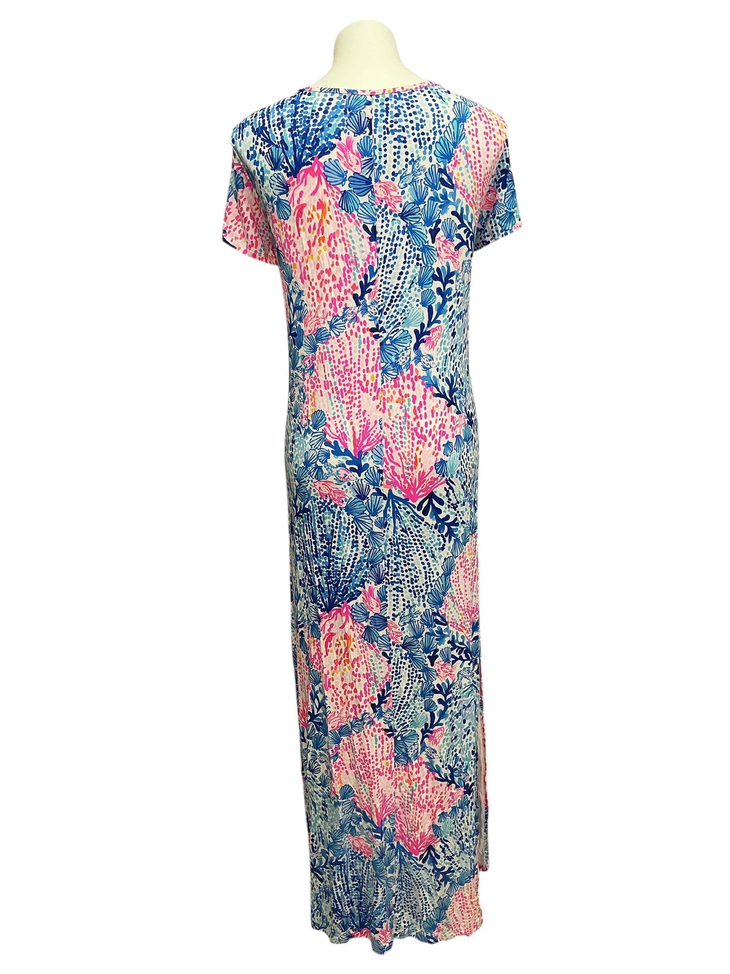 Lilly Pulitzer Wynne Maxi Dress Crew Blue Tint Kaleidoscope Coral - Size XXL