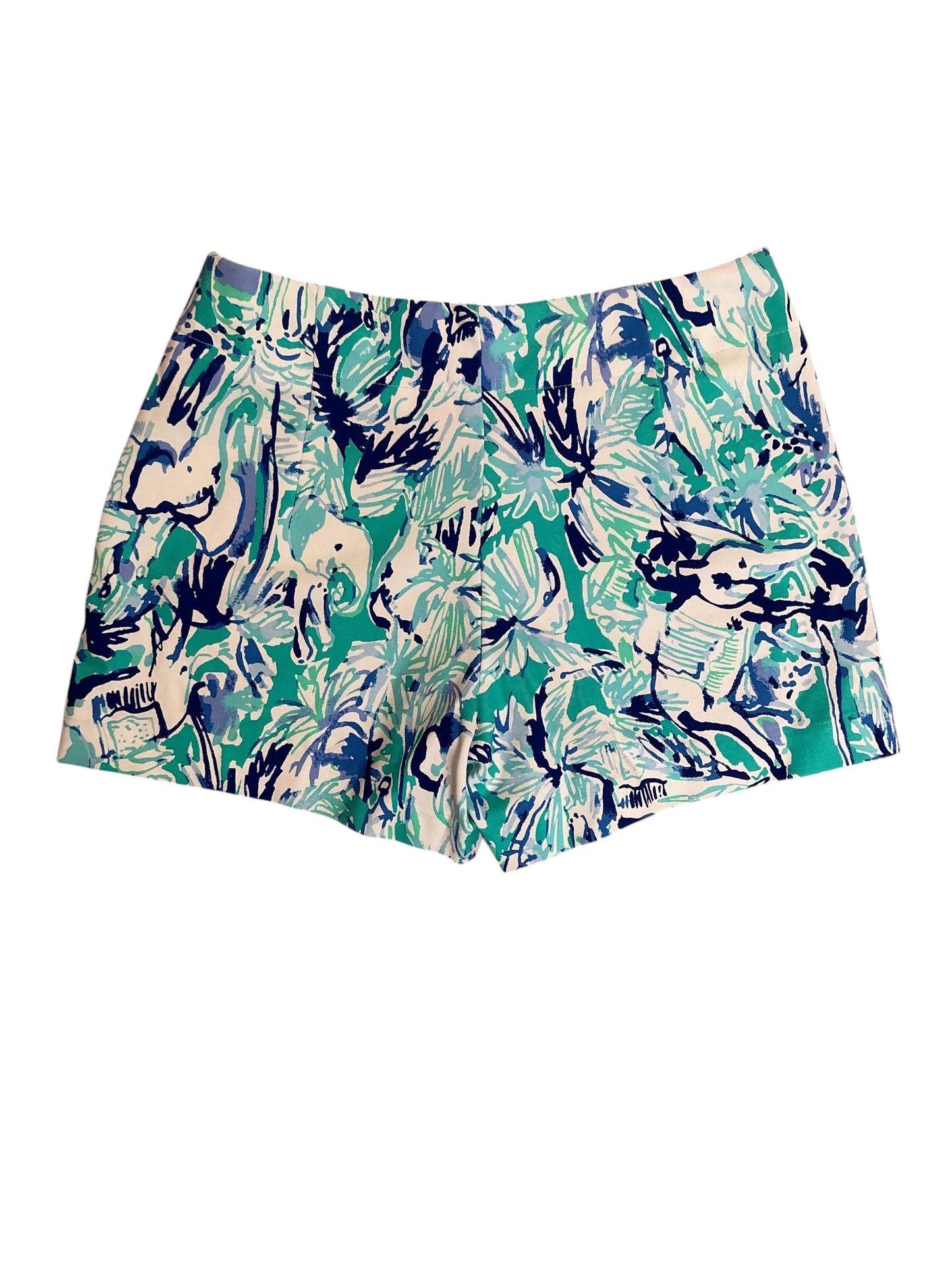 Lilly Pulitzer NWT Marina Knit Shorts Tropical Turquoise Elephant Appeal - Size 2