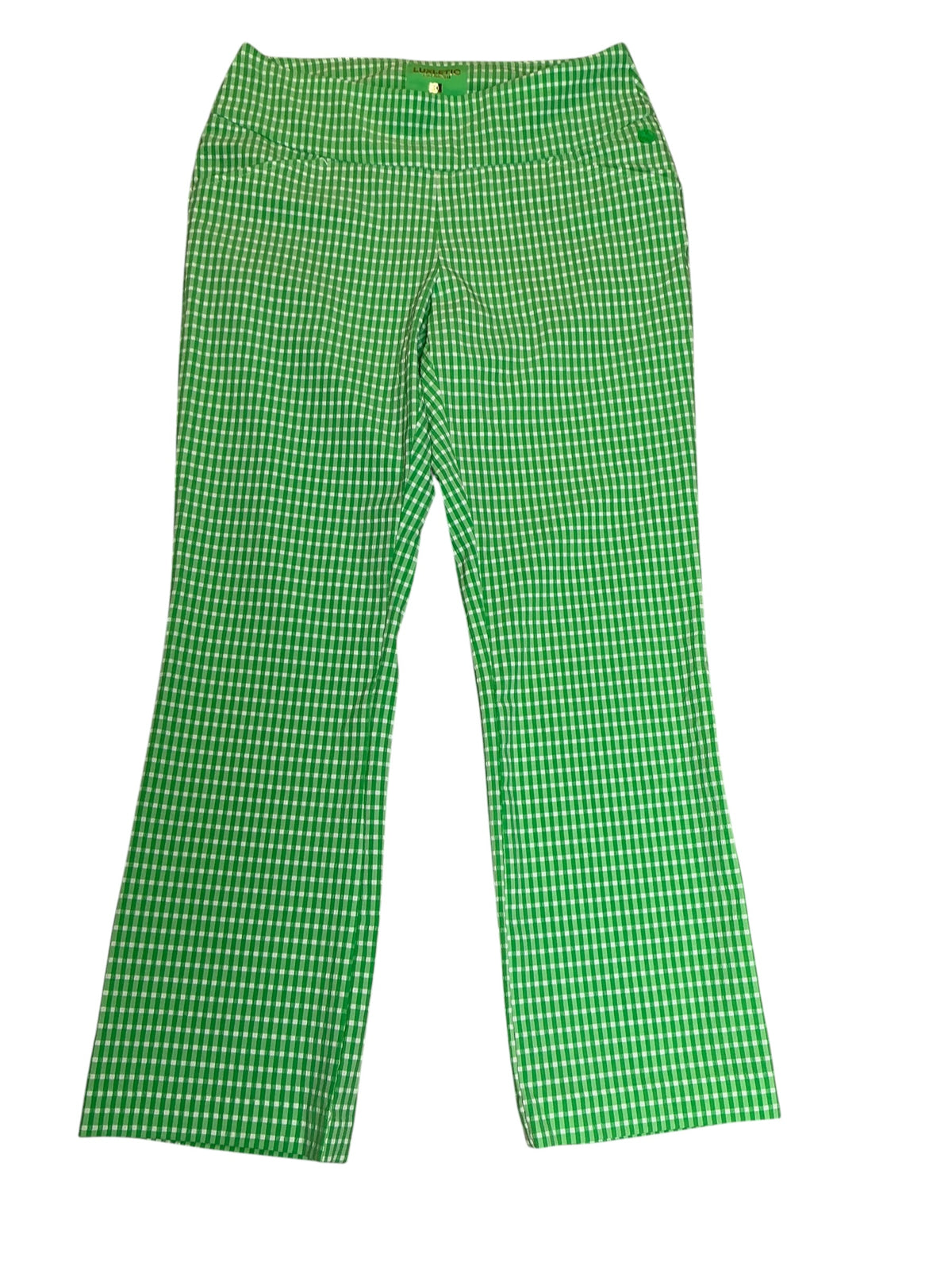 Lilly Pulitzer NWT Corso Kick Flare Pant Fauna Green Performance Gingham - Size 10