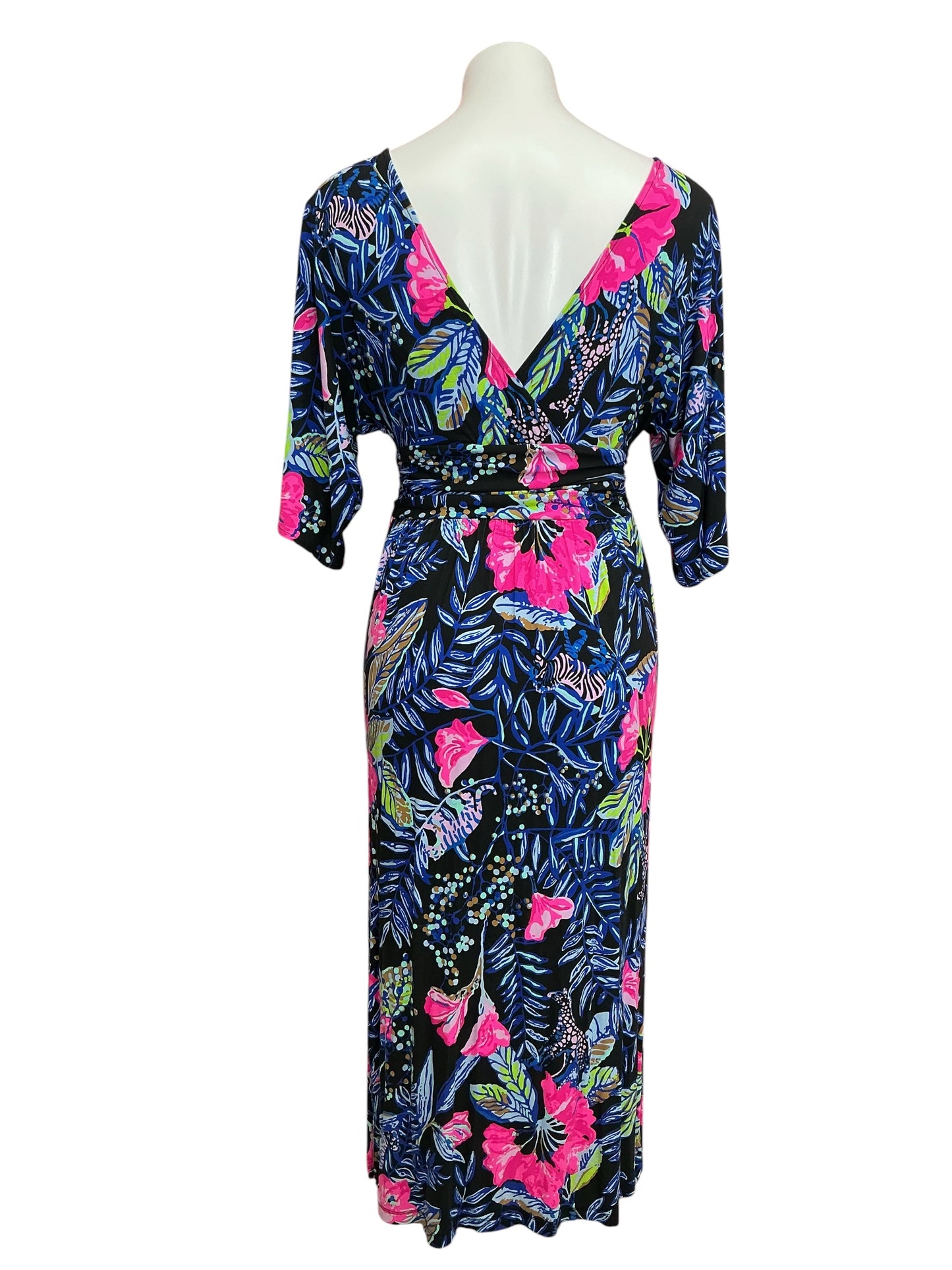 Lilly Pulitzer Parigi Elbow Sleeve Midi Dress Onyx Earned Stripes - Size S