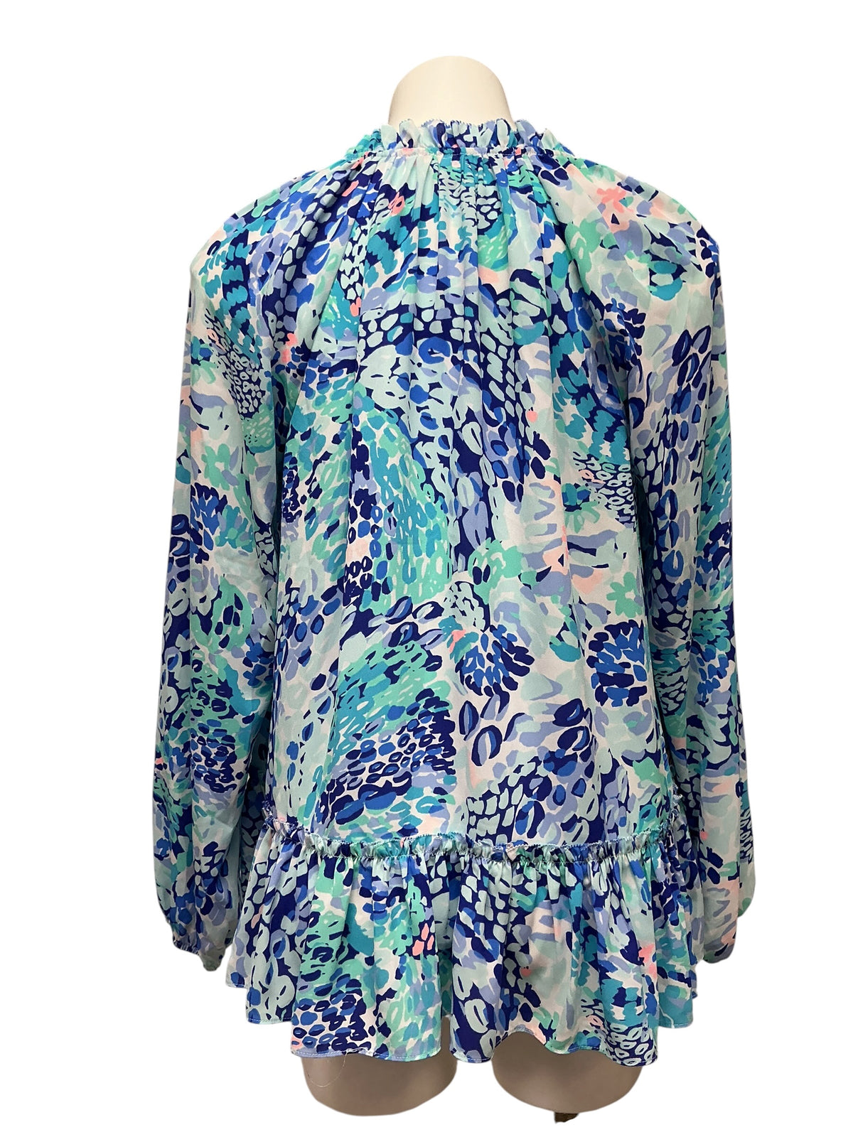 Lilly Pulitzer Savanna Top Turquoise Oasis Wave After Wave - Size M
