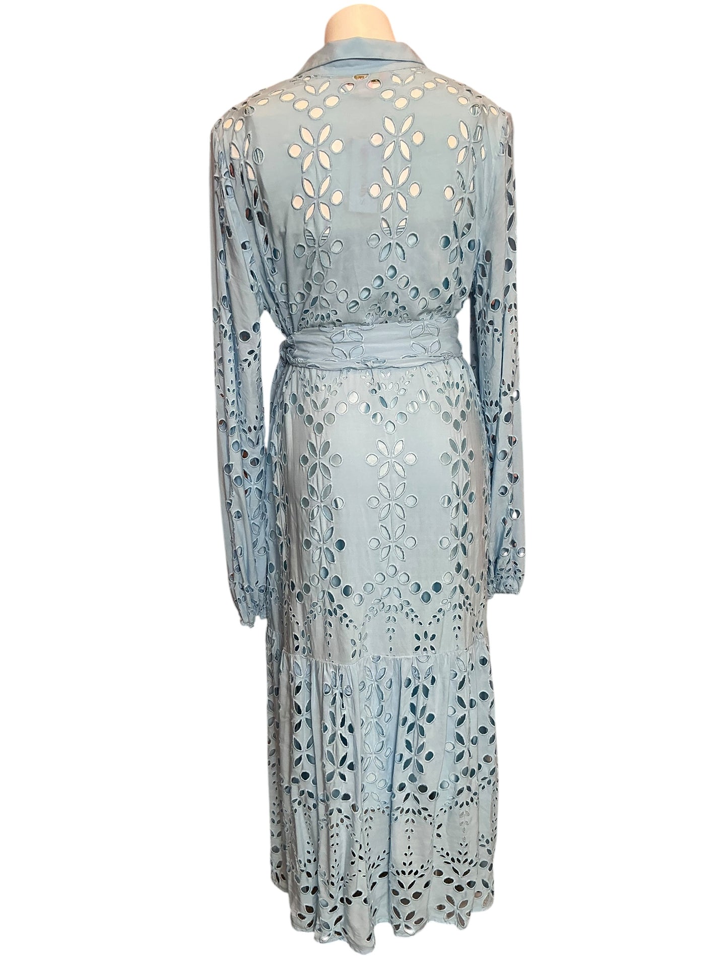 Lilly Pulitzer Zia Long Sleeve Eyelet Midi Shirtdress Hydra Blue Soirée Eyelet - Size 16