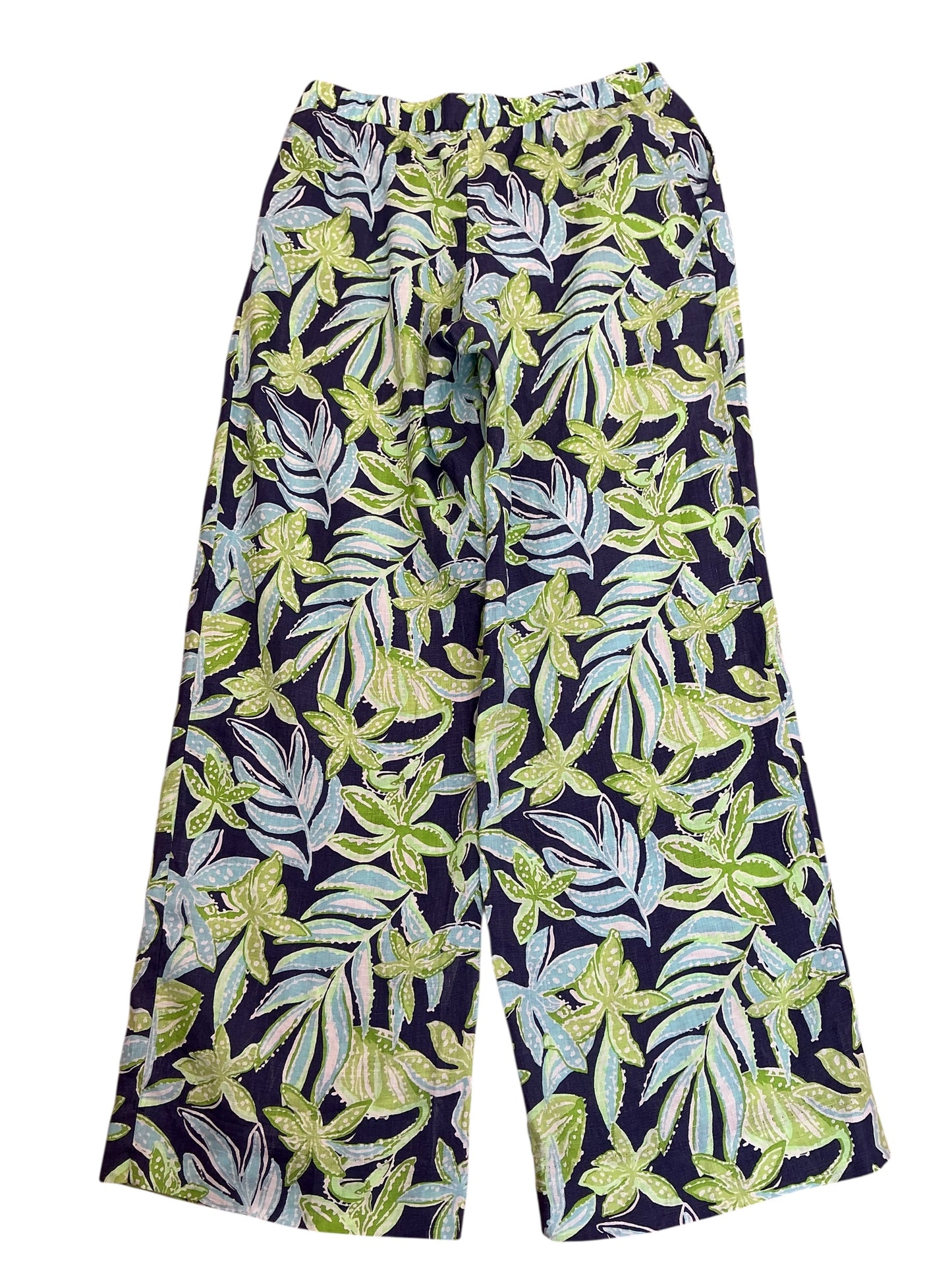 Lilly Pulitzer 31” Daylen Linen Palazzo Pants Sapphire Pool Tropical Tango - Size S