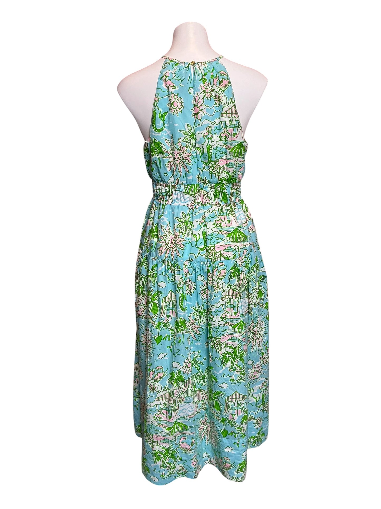 Lilly Pulitzer Kyleigh Maxi Dress Fresh Water Blue Sunbathers Bliss - Size 8