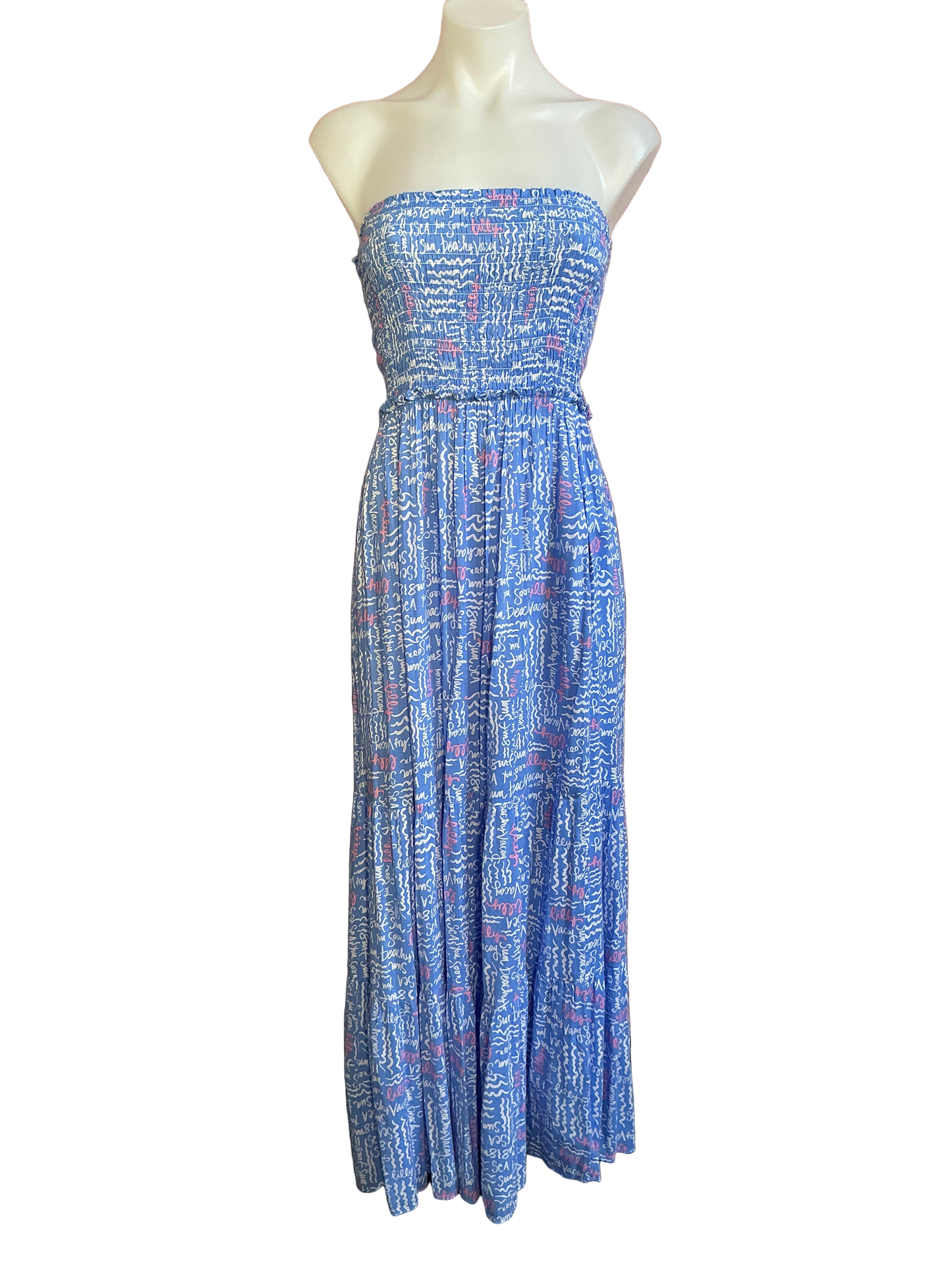 Lilly Pulitzer NWT Anali Maxi Coverup Sunwashed Blue Seacrets - Size XS