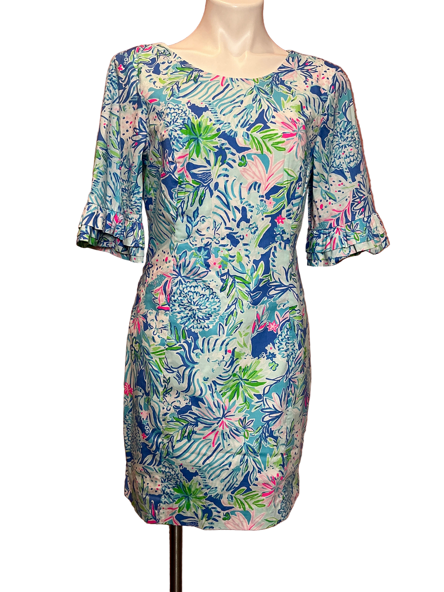 Lilly Pulitzer NWT - Fiesta Stretch Dress - Coastal Blue - Lion Around - Size 8