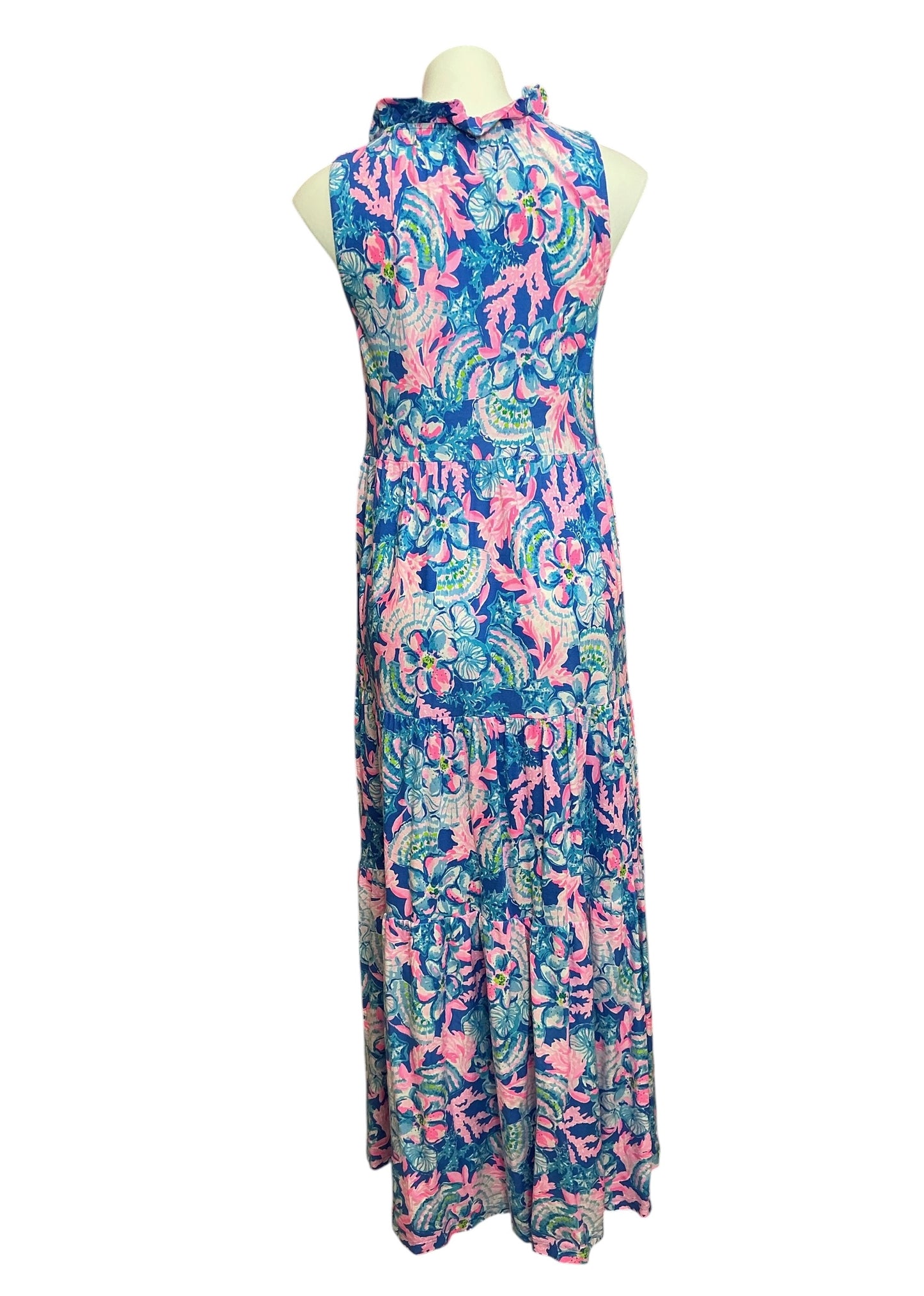 Lilly Pulitzer Malone Maxi Dress Breakwater Blue Tint Party Wave - Size XS