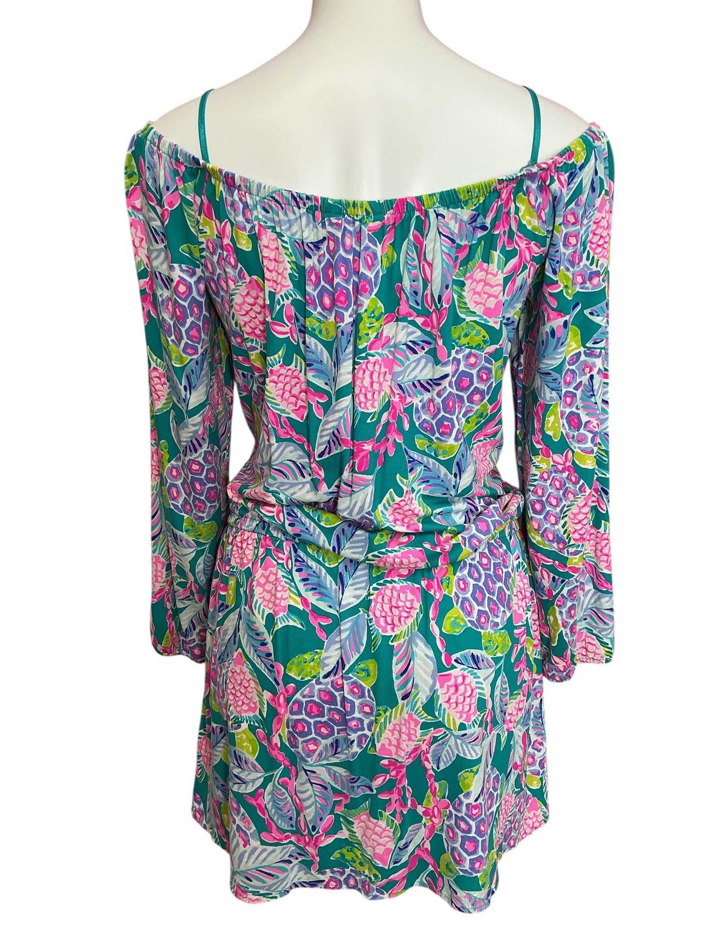 Lilly Pulitzer Lana Romper Maldives Green Turtle Wave - Size L