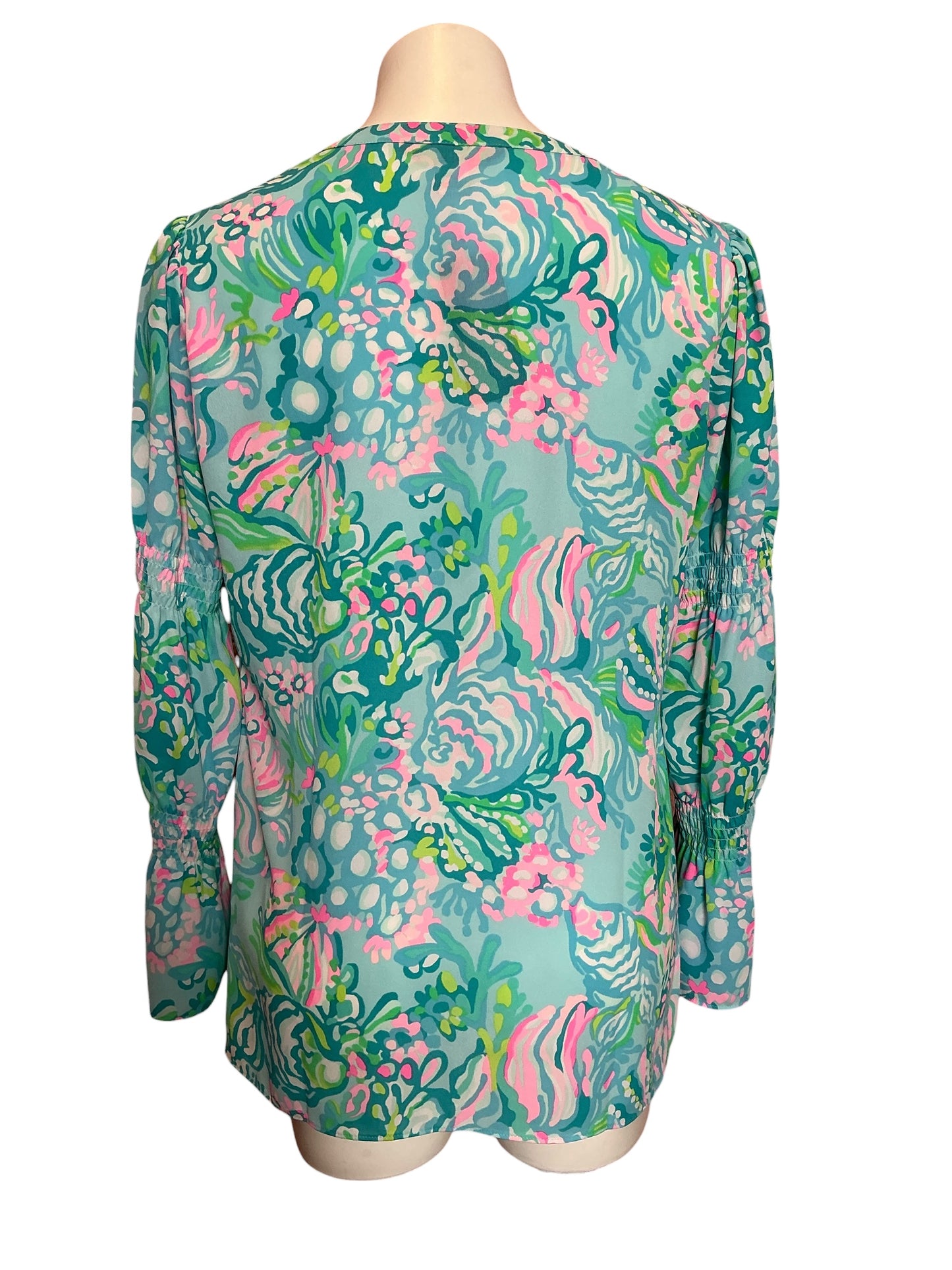 Lilly Pulitzer Maritza Top Aqua La Vista Blue Ibiza - Size M