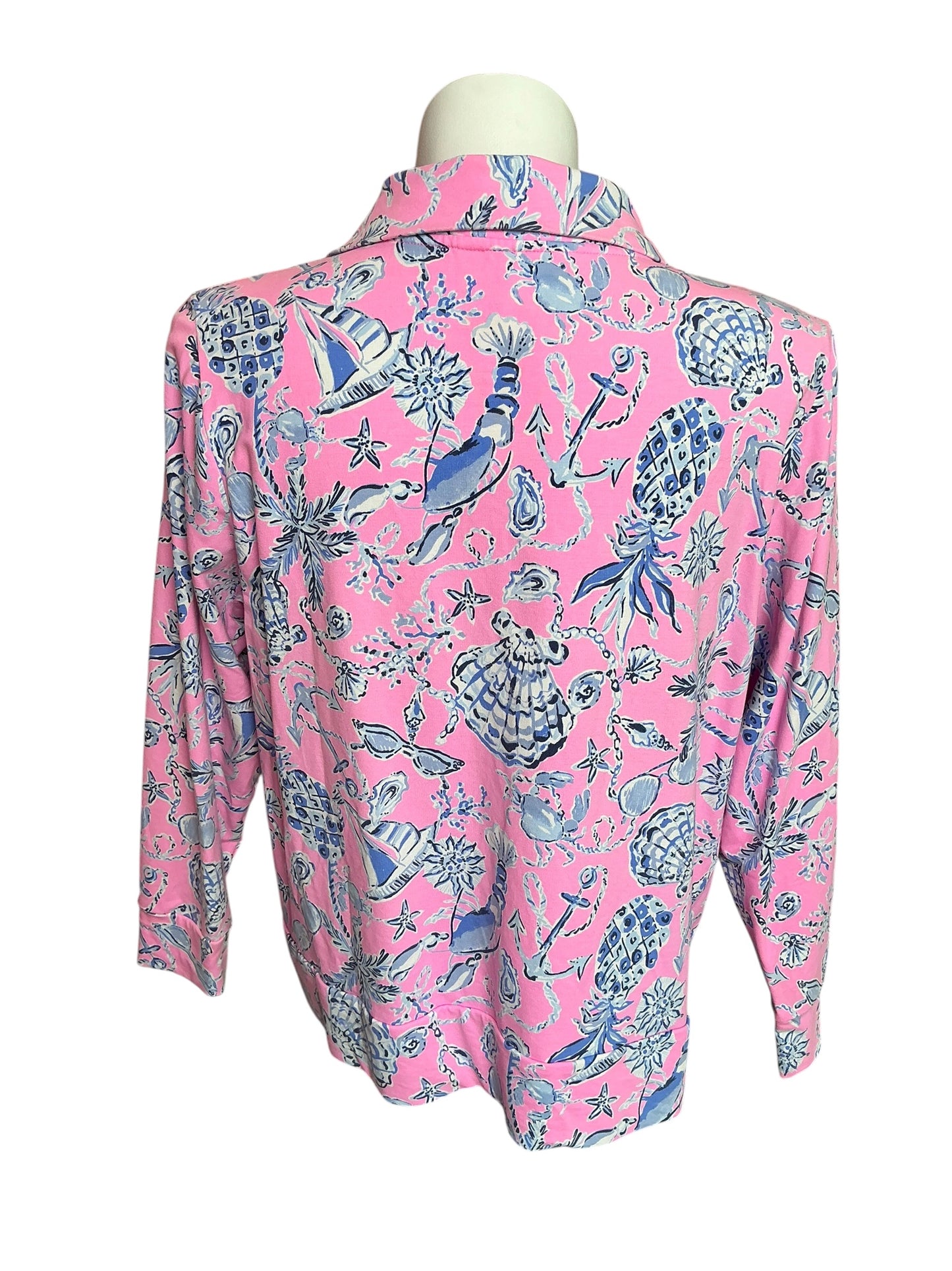 Lilly Pulitzer Eleni Pullover Rousseau Pink Barefoot Beachcombers - Size XXL