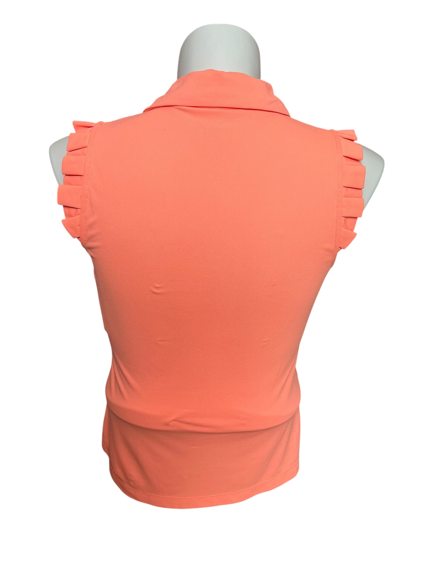 Lilly Pulitzer Luxletic Frida Sleeveless Ruffle Polo Top PB Bellini - Size M