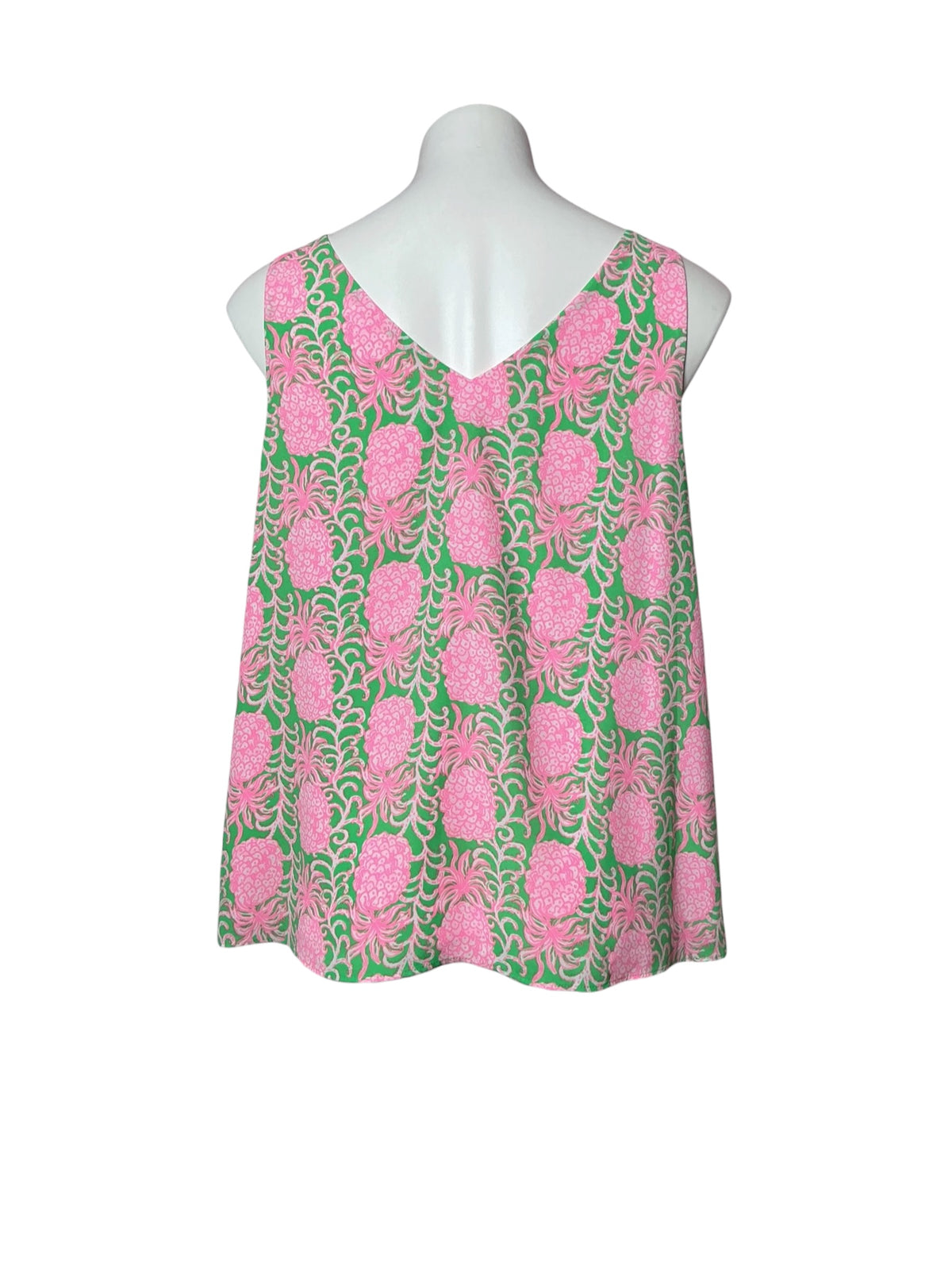 Lilly Pulitzer Florin Straight Hem Top Fauna Green Party Like A Pineapple - Size L
