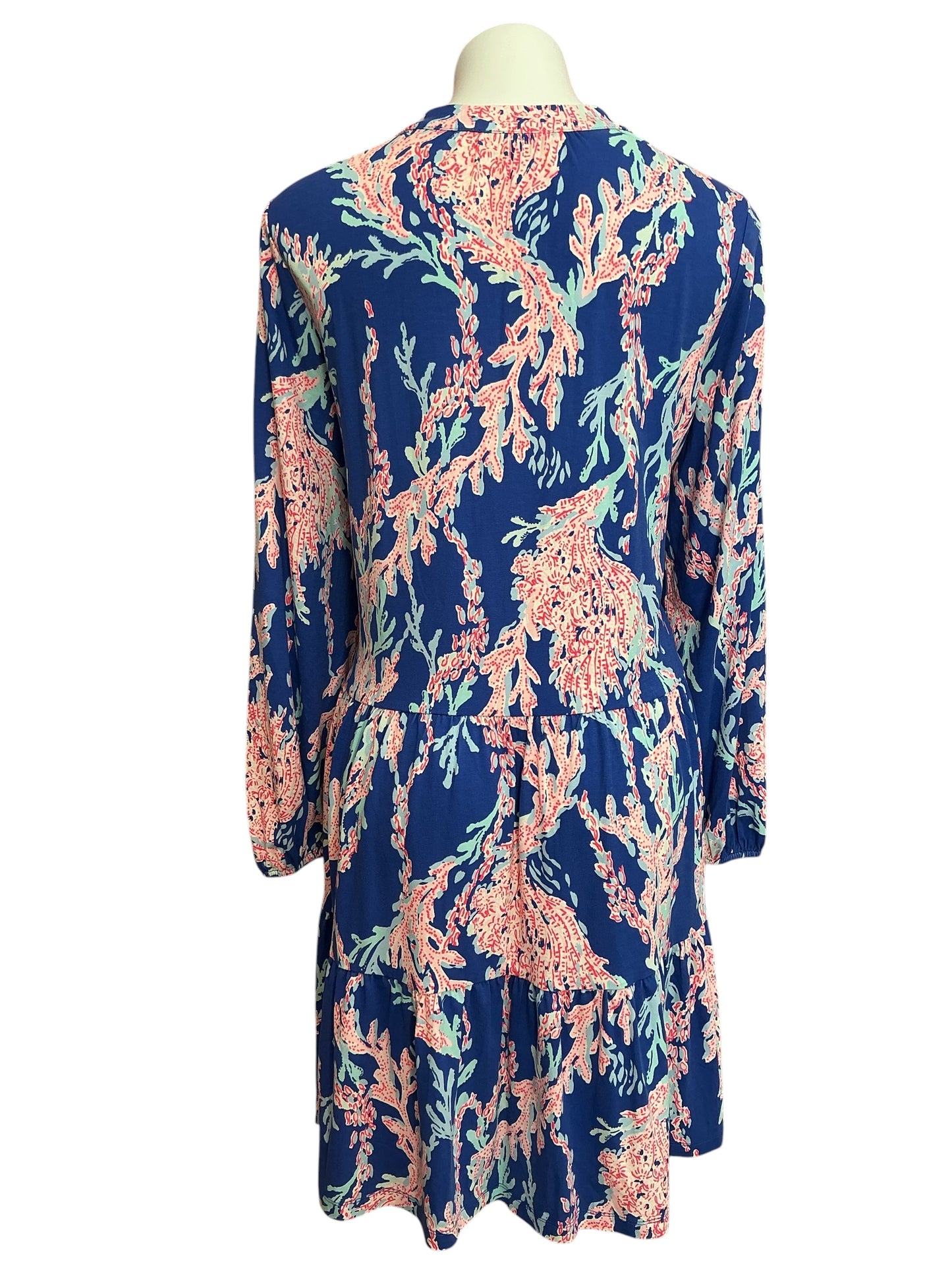 Lilly Pulitzer Traci Long Sleeve Dress Borealis Blue Swim On Over - Size L