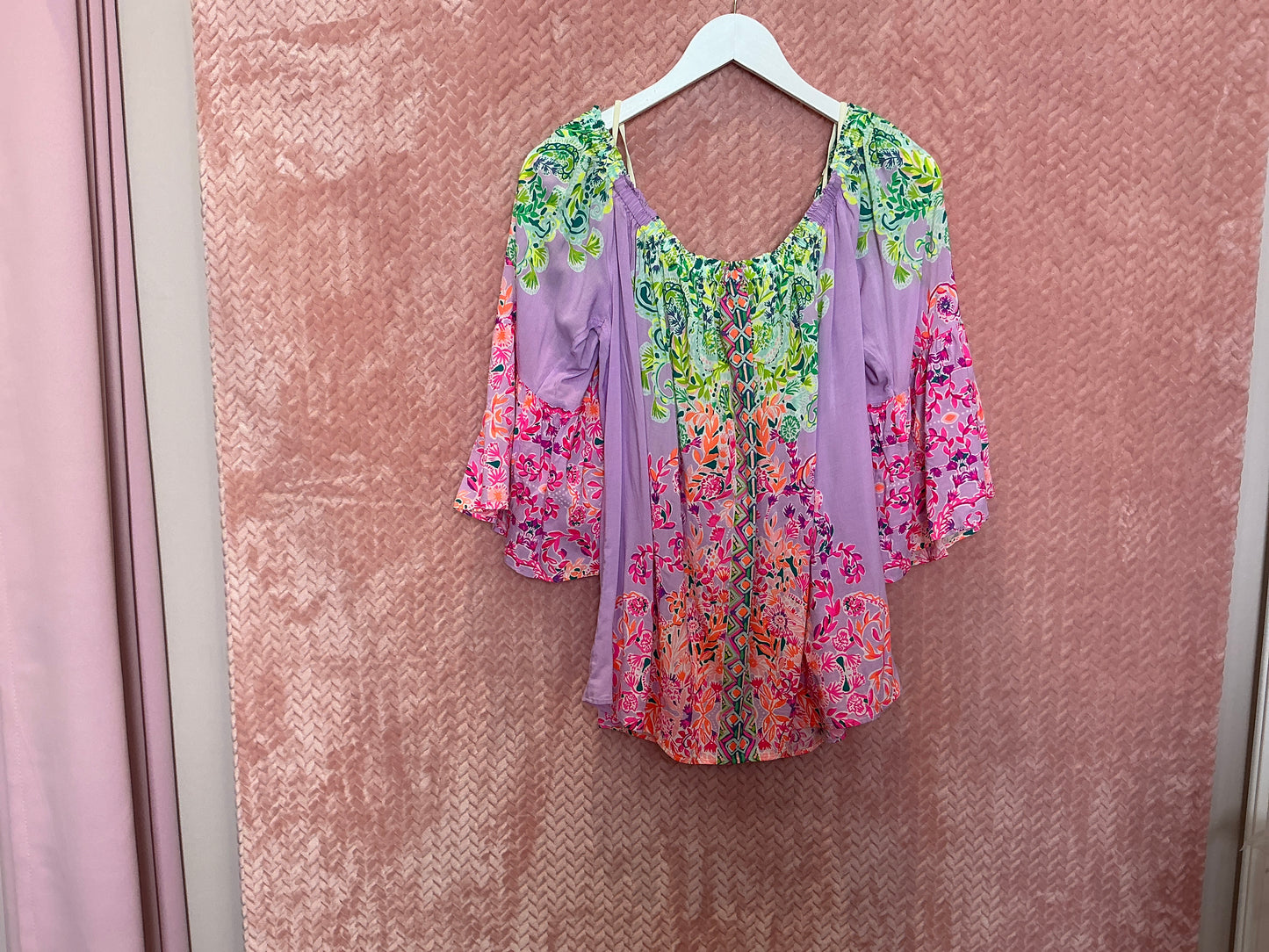 Lilly Pulitzer Top NWT - Nevie Long Sleeve Off The Shoulder Top - Multi - Sunshine Vibes Engineered - Size XL