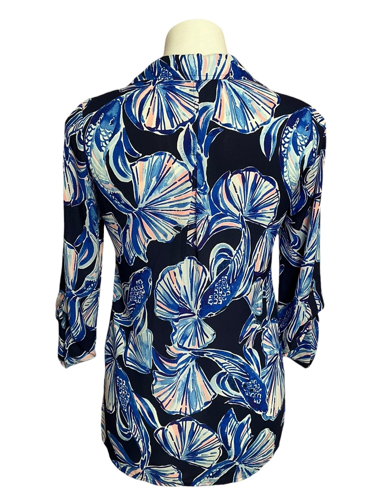 Lilly Pulitzer Everglades Top Bright Navy In Reel Life - Size XS