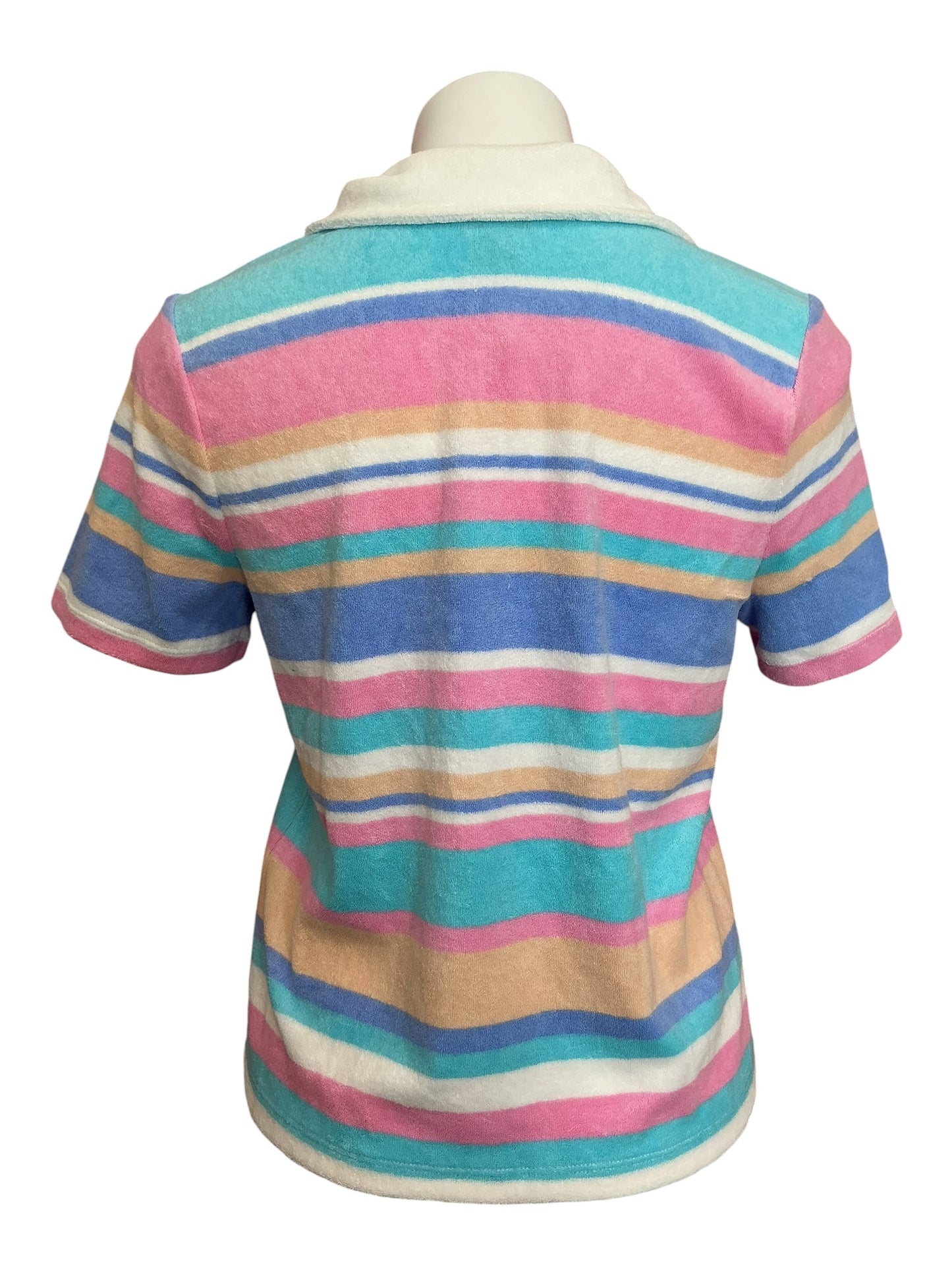Lilly Pulitzer NWT Brunella Polo Top Fresh Water Blue Al Fresco Stripe - Size S