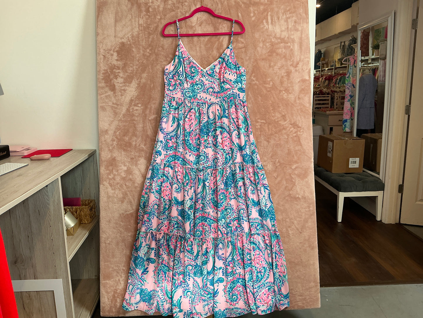 Lilly Pulitzer NWT - Melody Maxi Dress - Pink Tropics Tint Tangerine Dream - Size 16