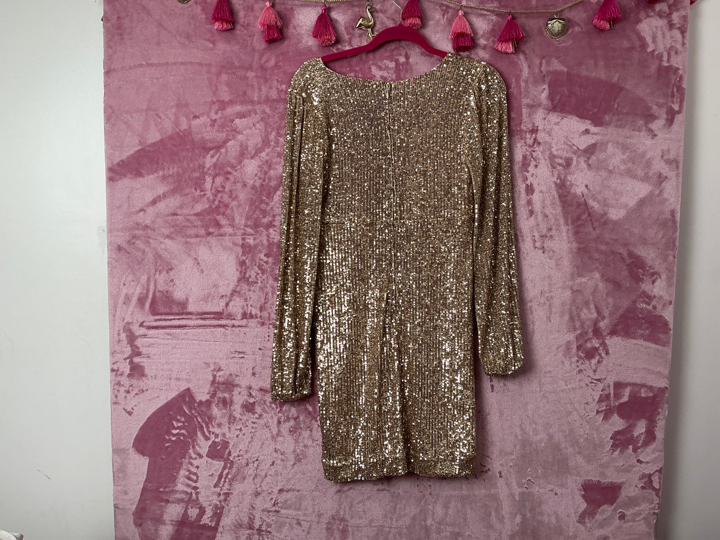 Lilly Pulitzer NWT Reagan Long Sleeve Seq Gold Metallic Treasure Box Sequin Kin - Size 2