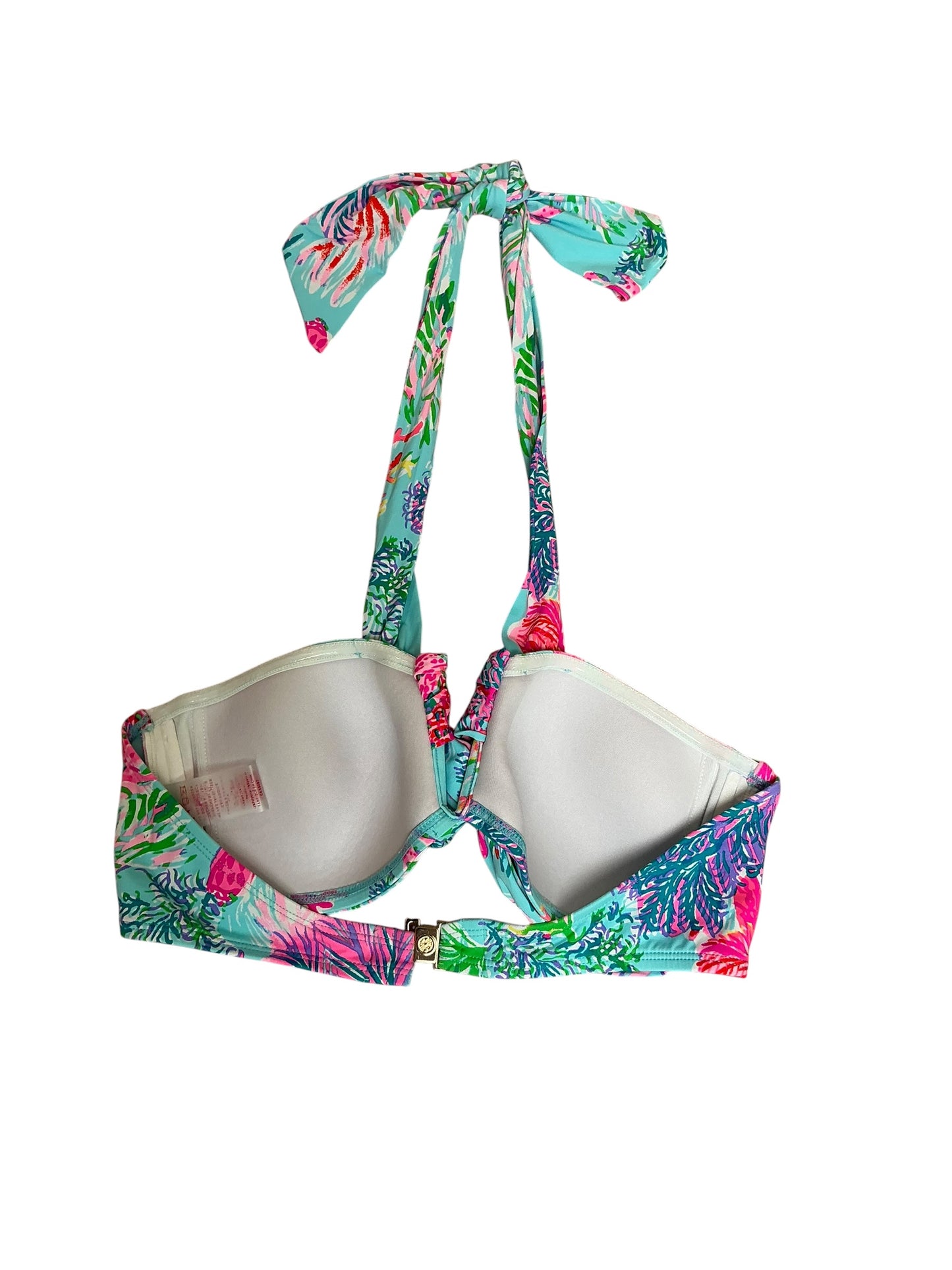 Lilly Pulitzer Eddee Bandeau Bikini Top Celestial Blue Cay To My Heart - Size 10
