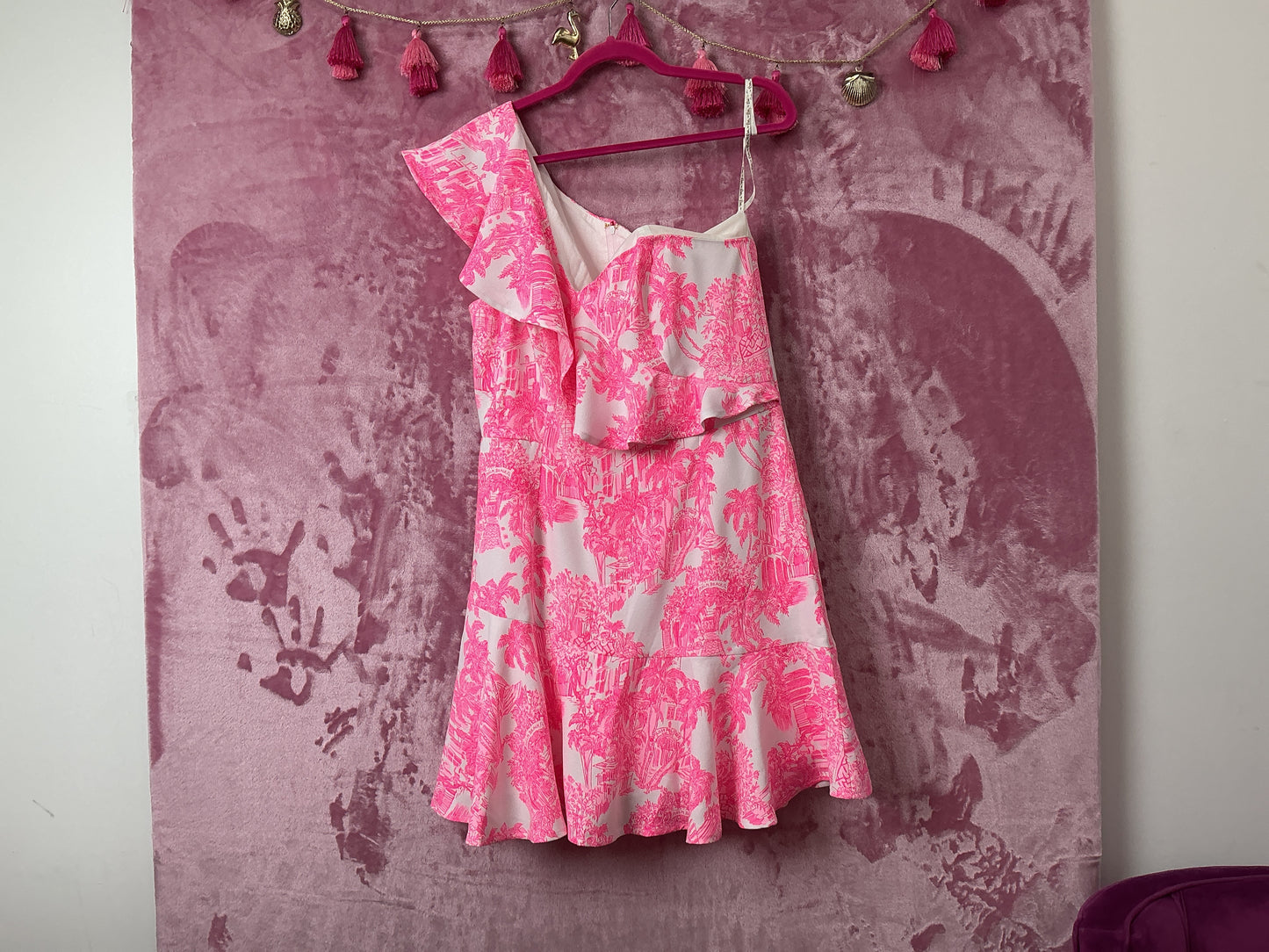 Lilly Pulitzer NWT Arlana One Shoulder Romper Resort White PB Anniversary Toile - Size 12