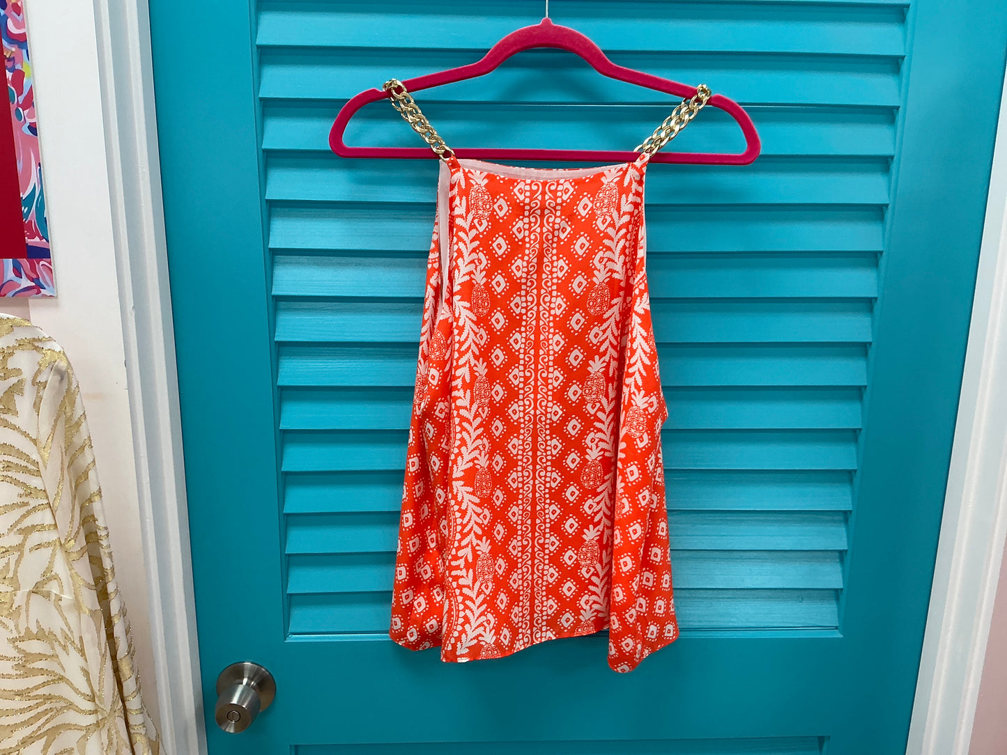 Lilly Pulitzer Top NWT - Joannah Silk Top - Flamingo Feather - Harbour View Engineered - Size L